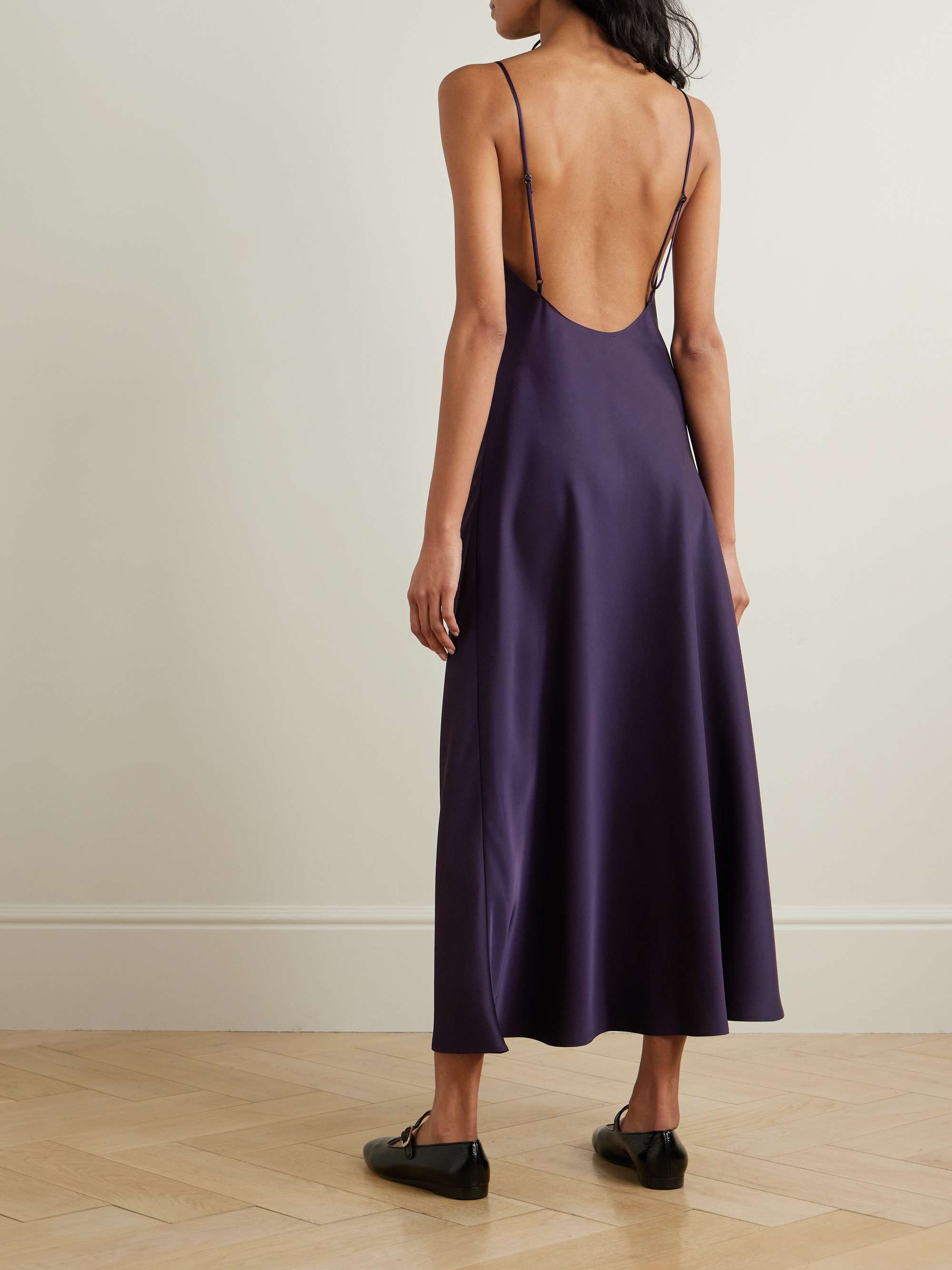 Barb open-back washed-satin midi dress view