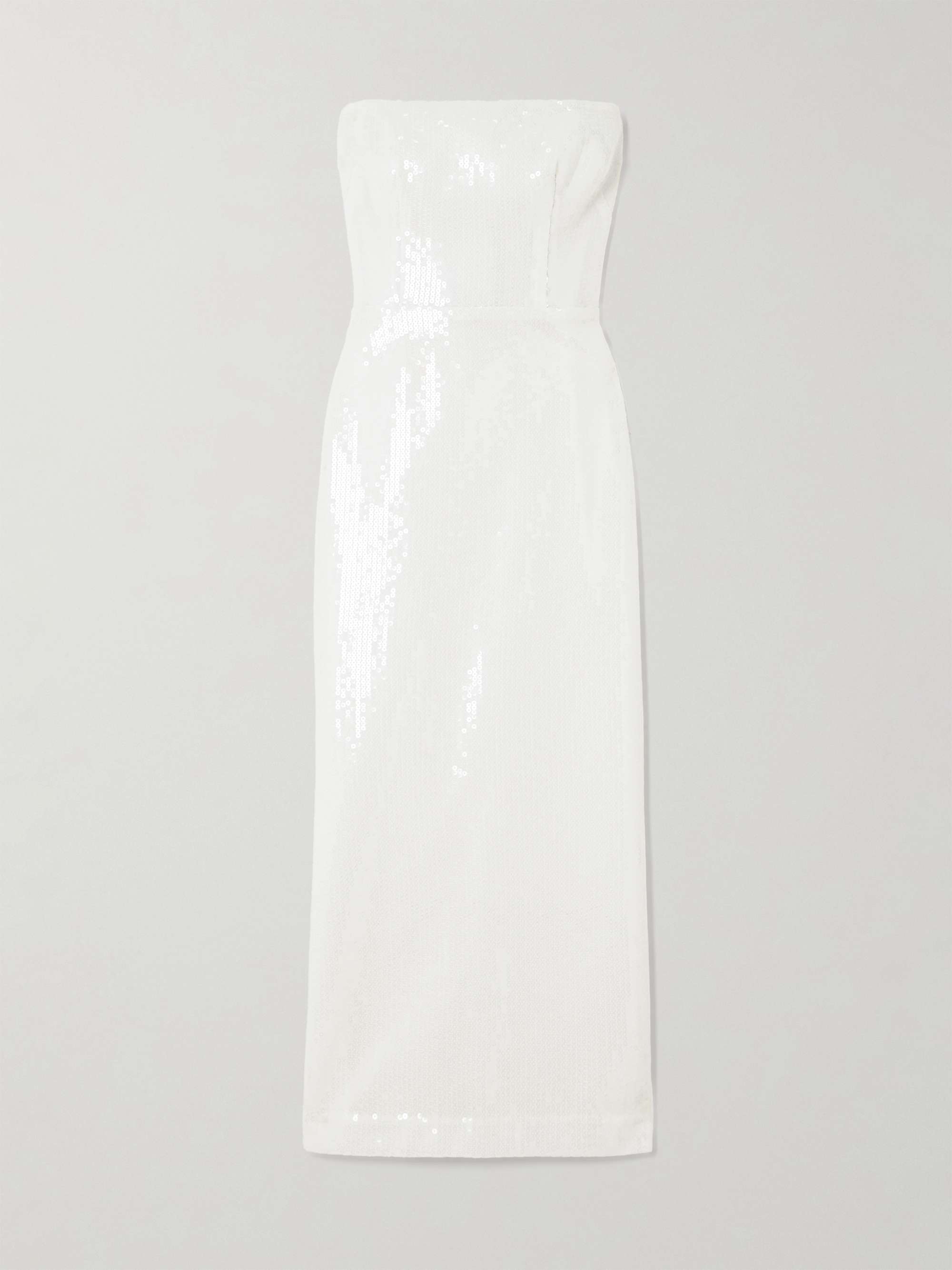 Strapless sequined crepe midi dress view