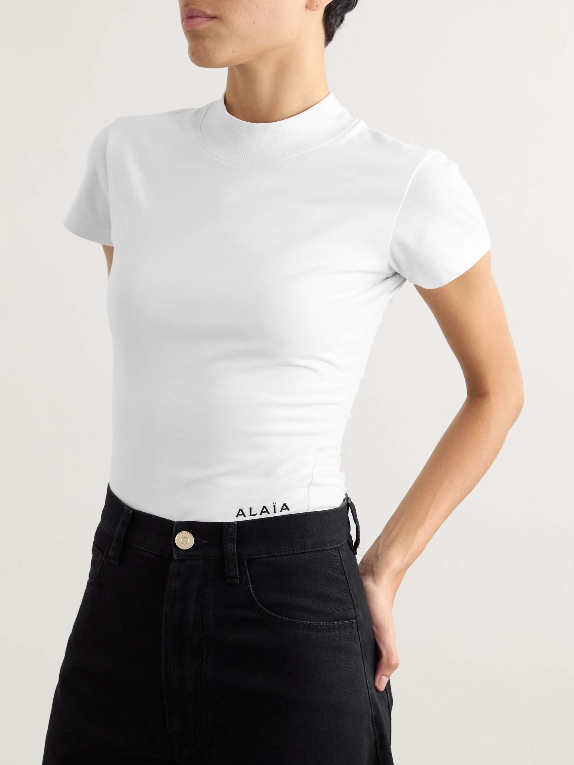 Embroidered stretch-cotton jersey bodysuit view