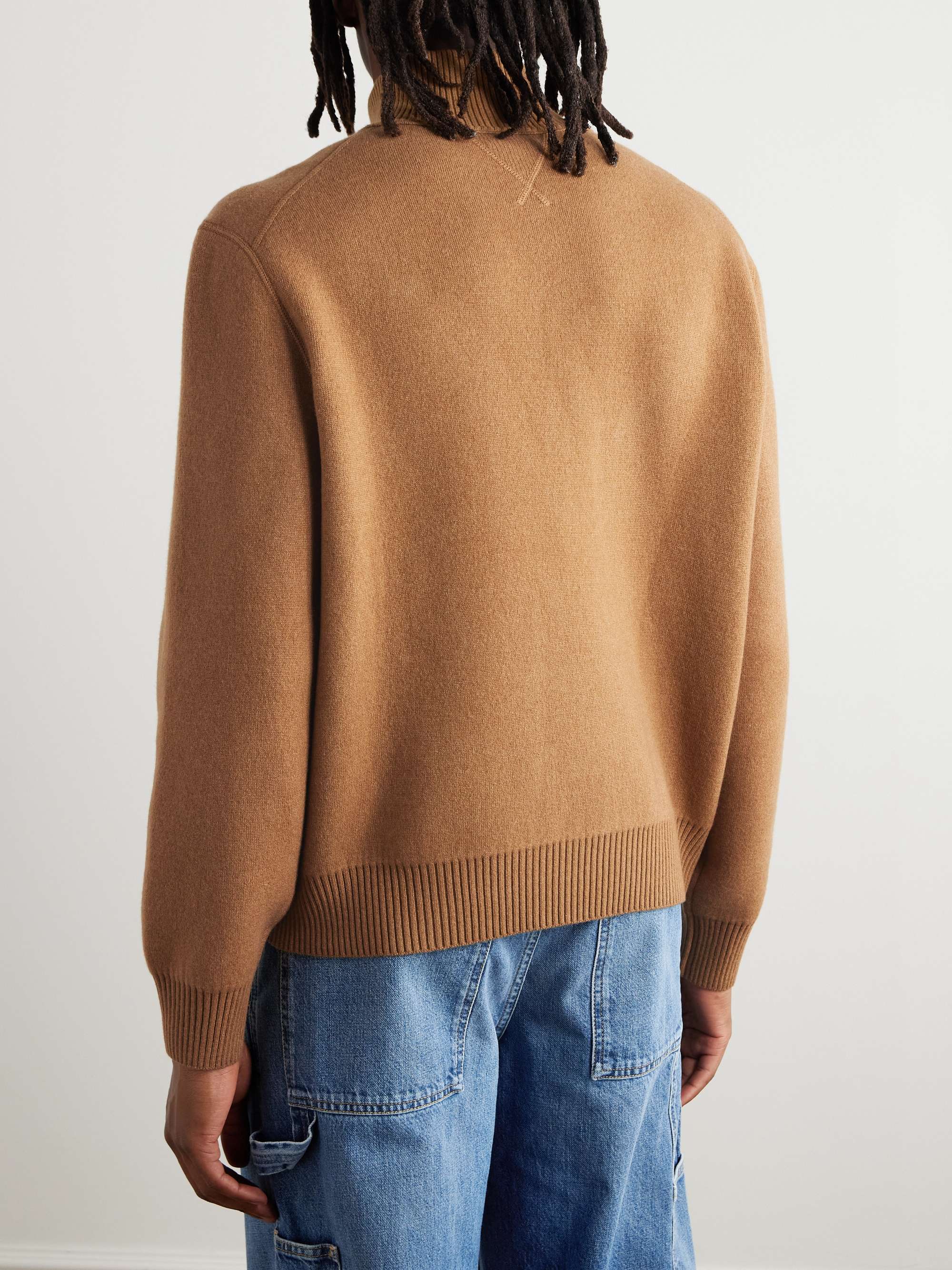 Ribbed Cashmere-Blend Half-Zip Sweater view