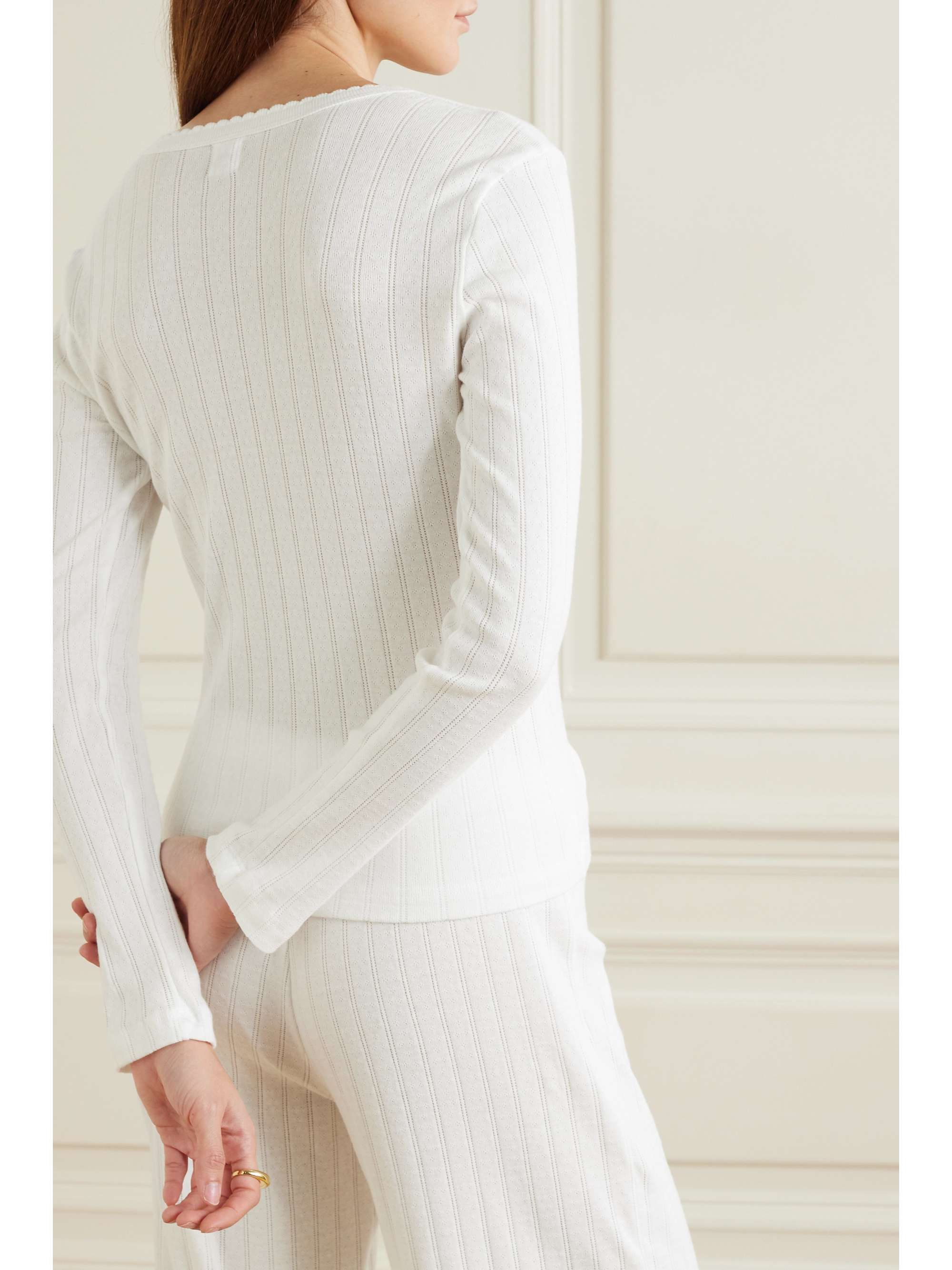 Pointelle-knit cotton-jersey top view
