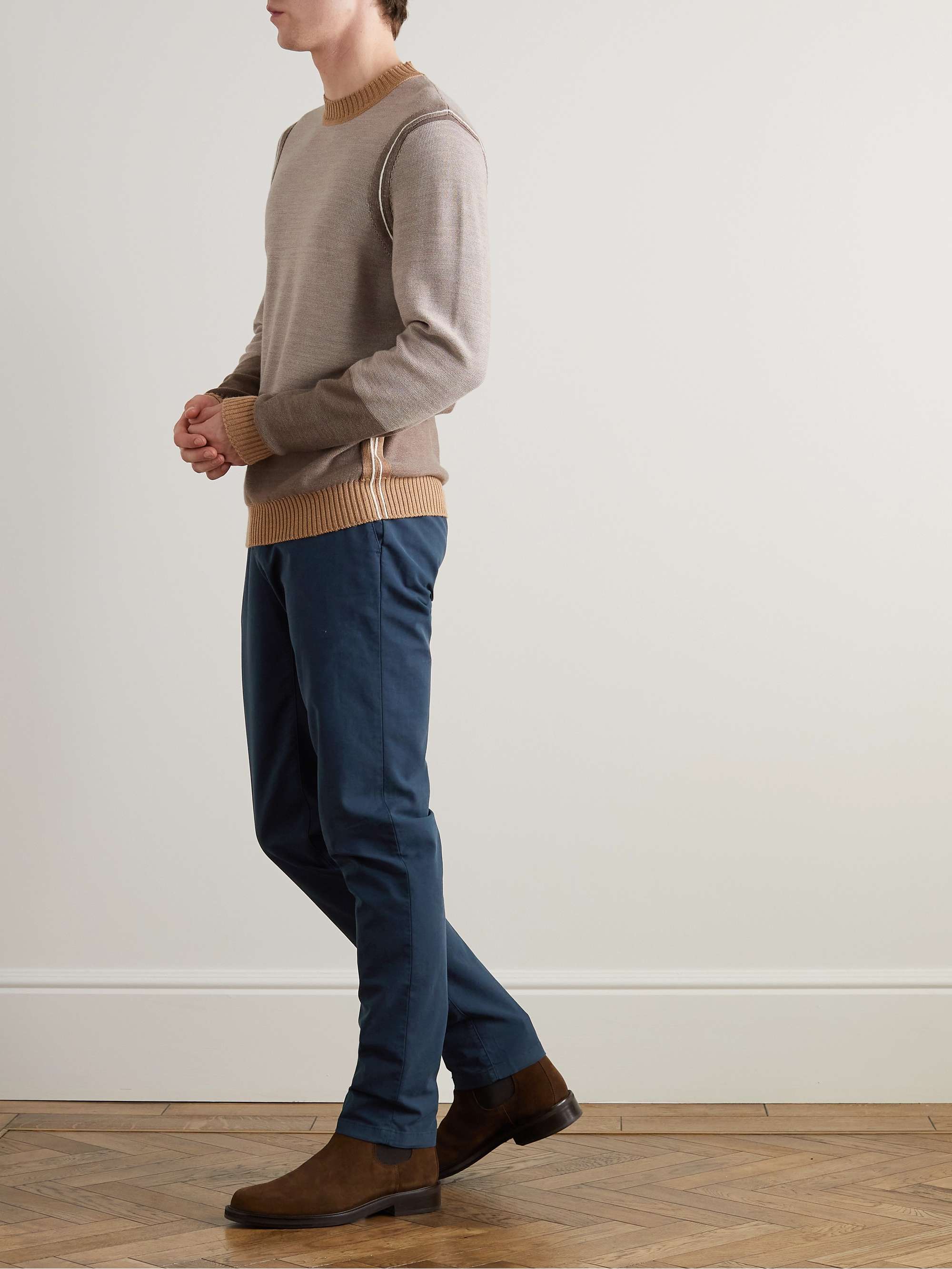 Pantaflat Slim-Fit Pleated Stretch-Cotton Trousers view
