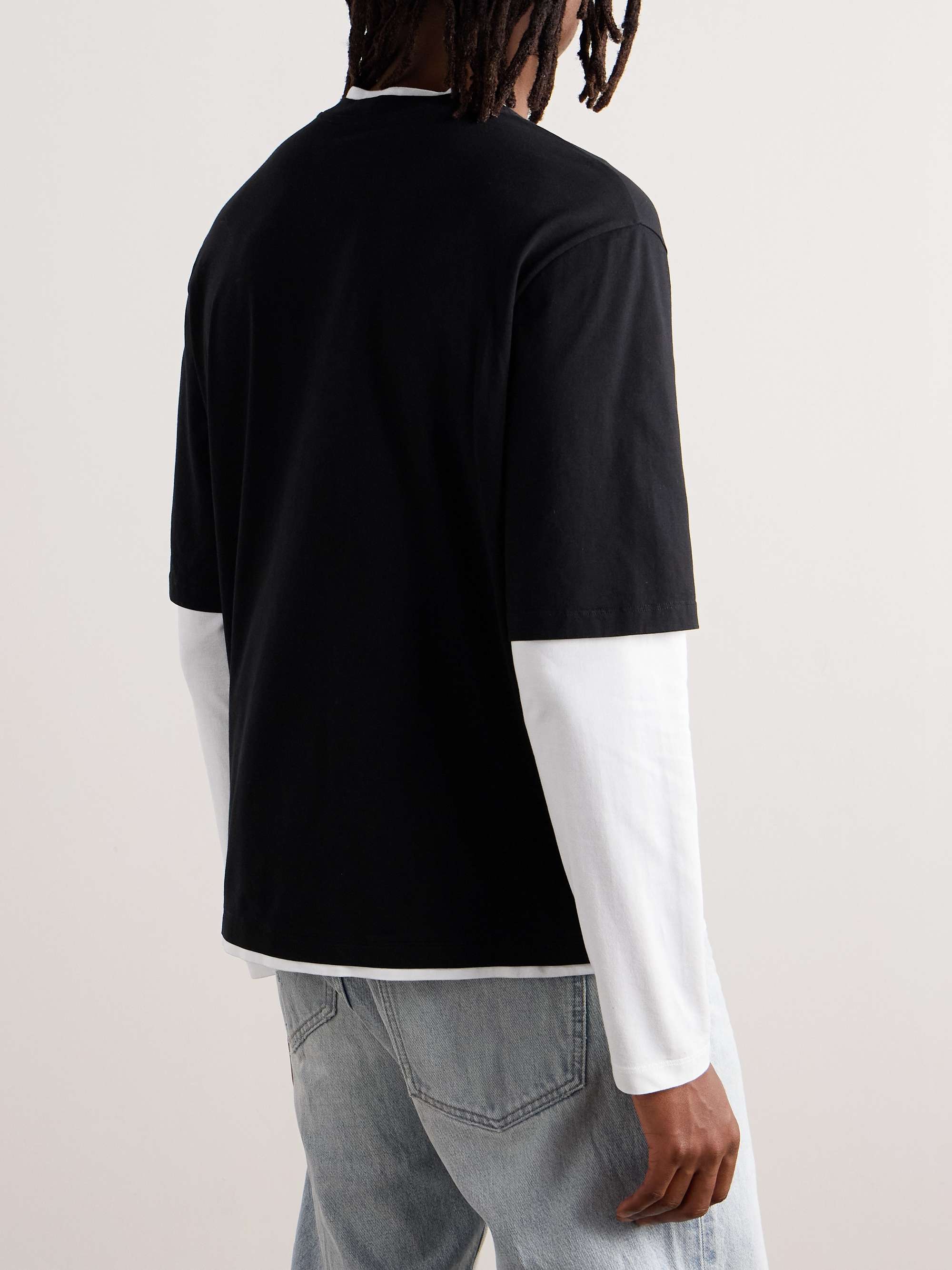 Layered Logo-Print Cotton-Jersey T-Shirt view