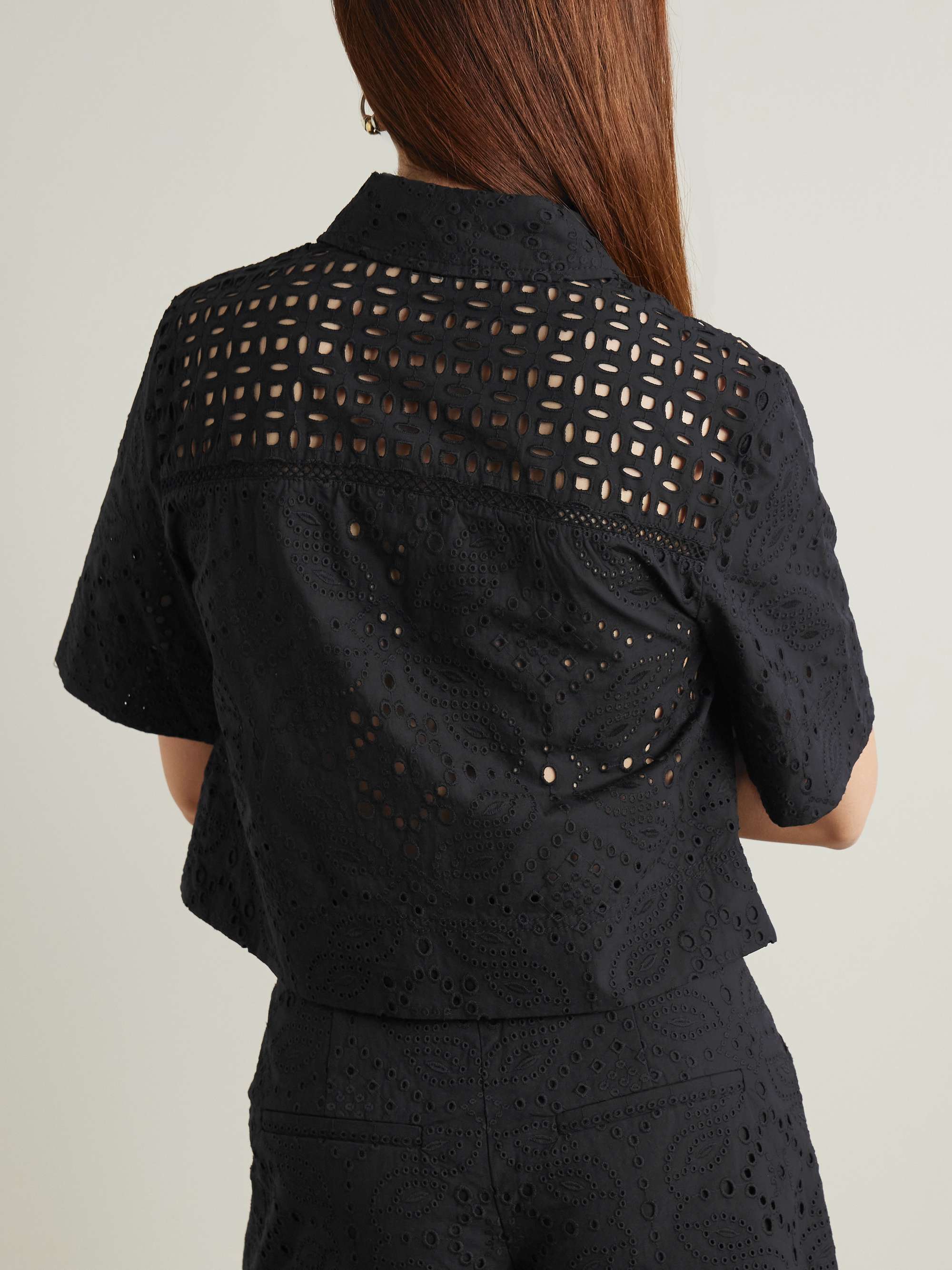 Spruce cropped broderie anglaise cotton shirt view