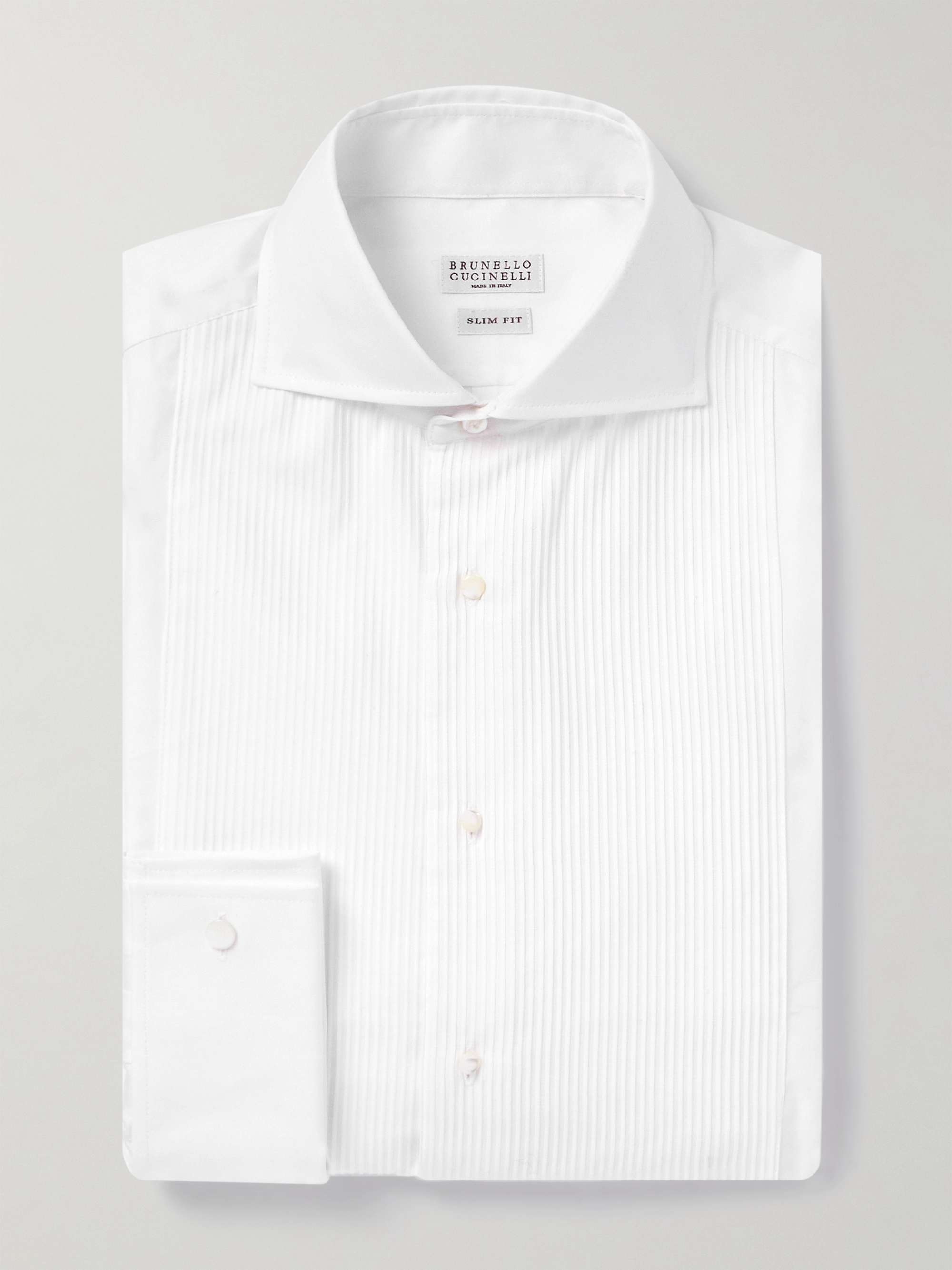 Double-Cuff Bib-Front Cotton-Poplin Shirt view