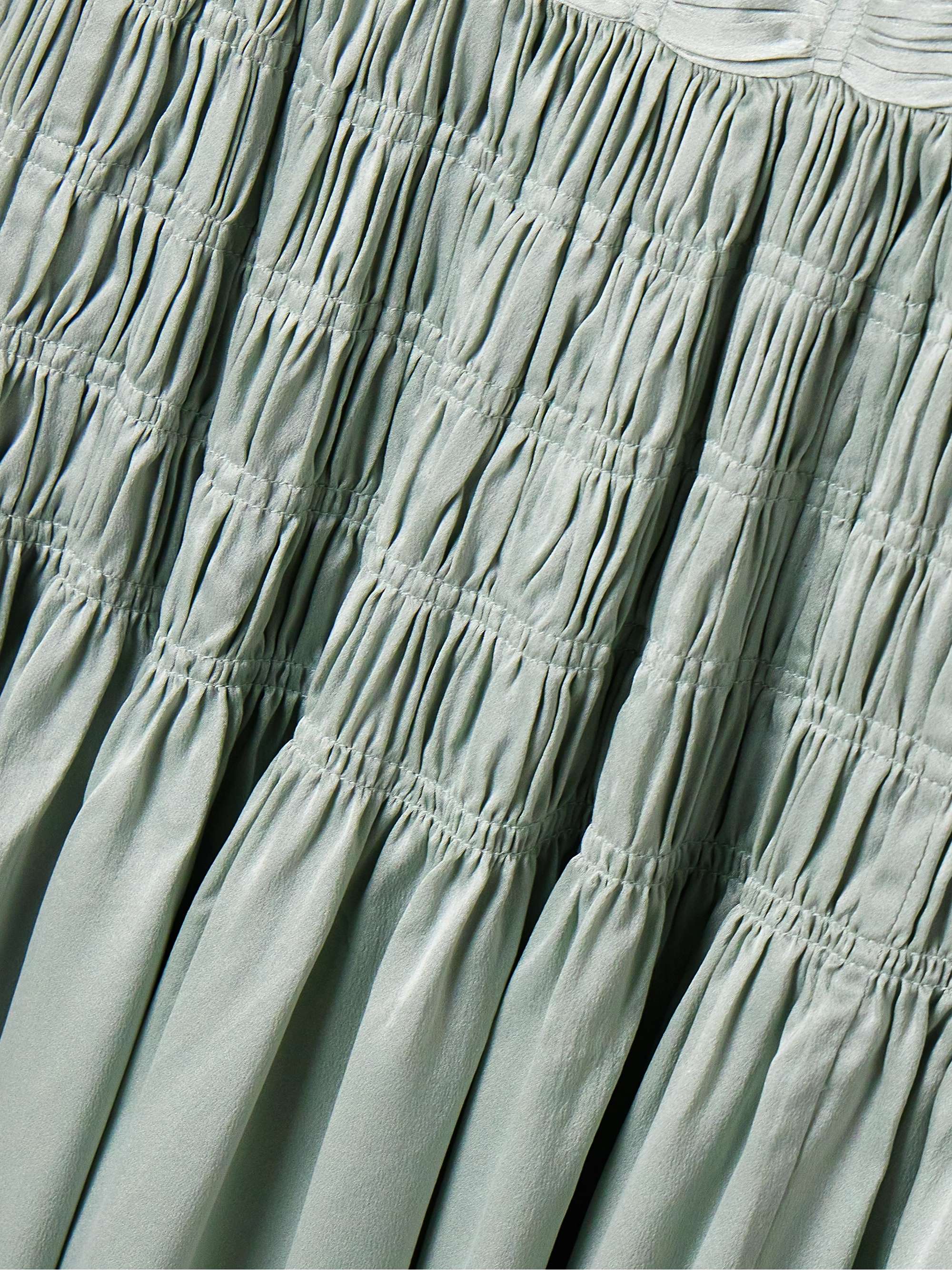 Ambrosia bow-detailed shirred silk-satin midi dress view