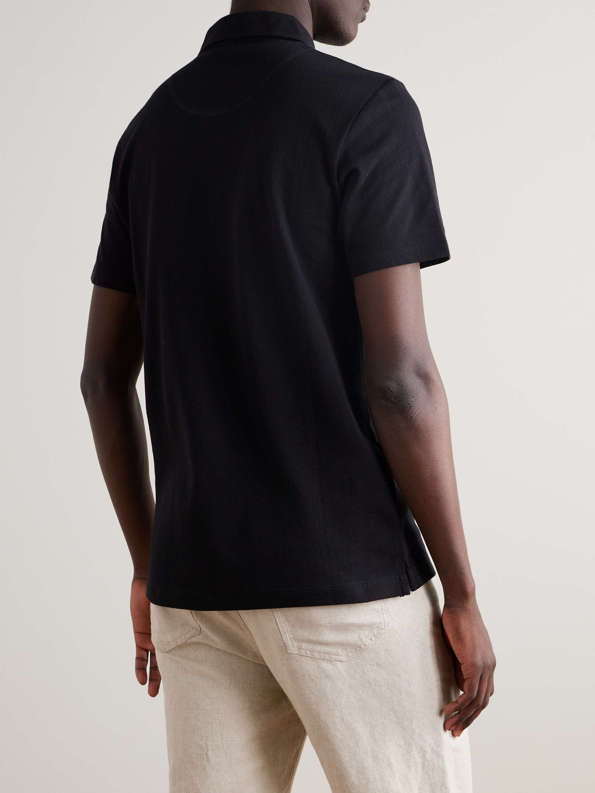 Riviera Slim-Fit Cotton-Mesh Polo Shirt view