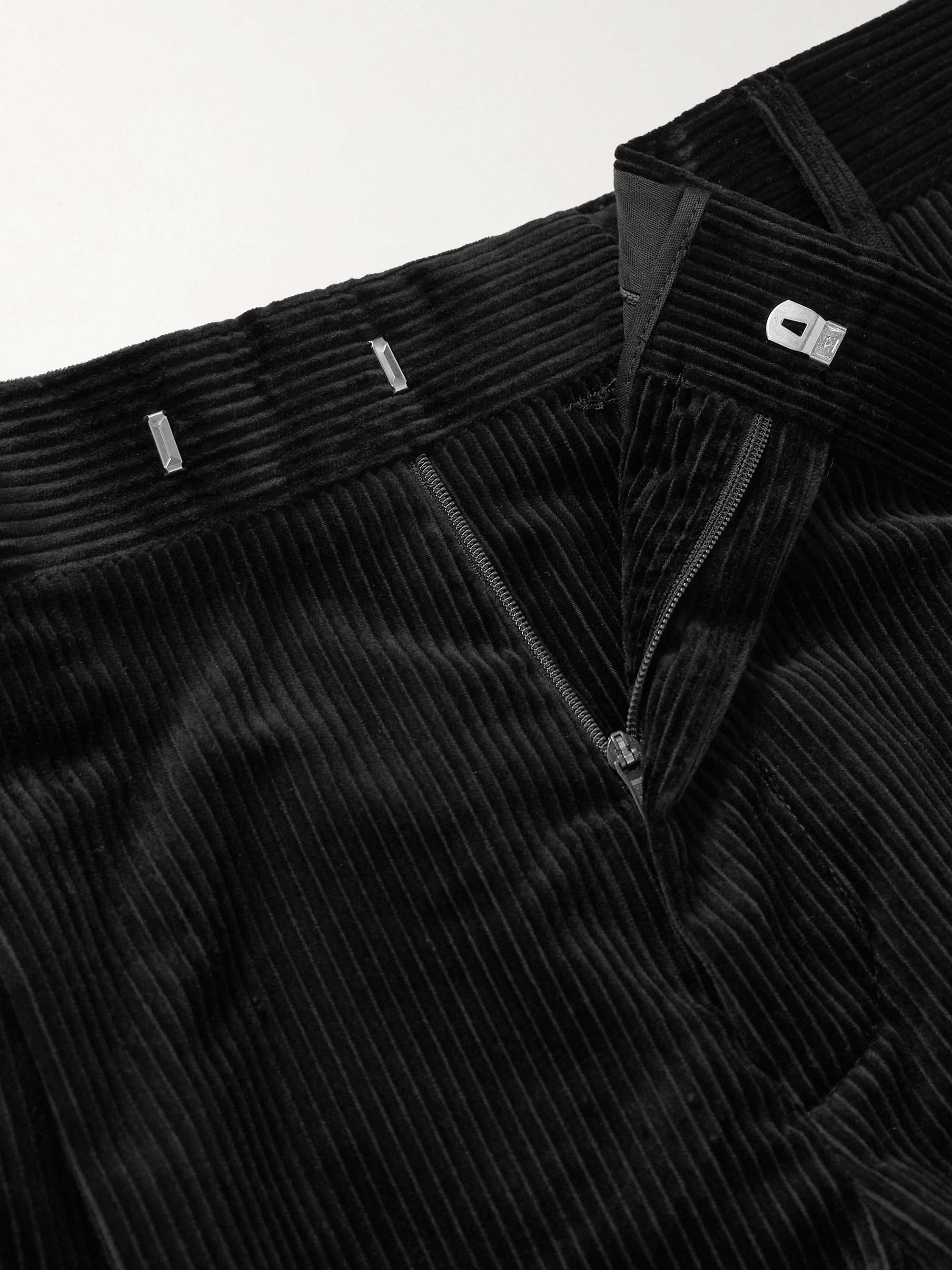 Tapered Pleated Cotton and Cashmere-Blend Corduroy Trousers view