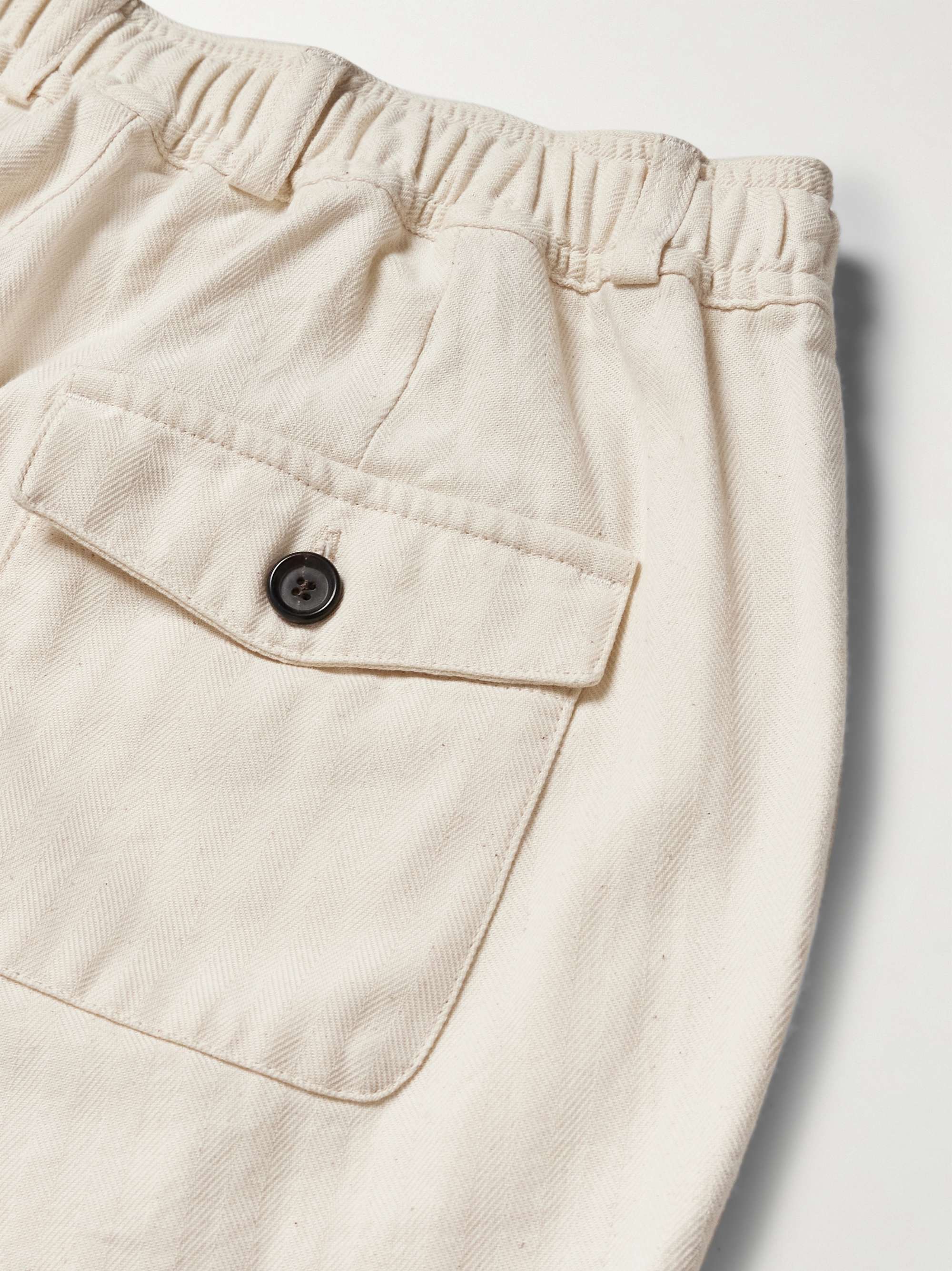 Slim-Fit Straight-Leg Herringbone Cotton Trousers view