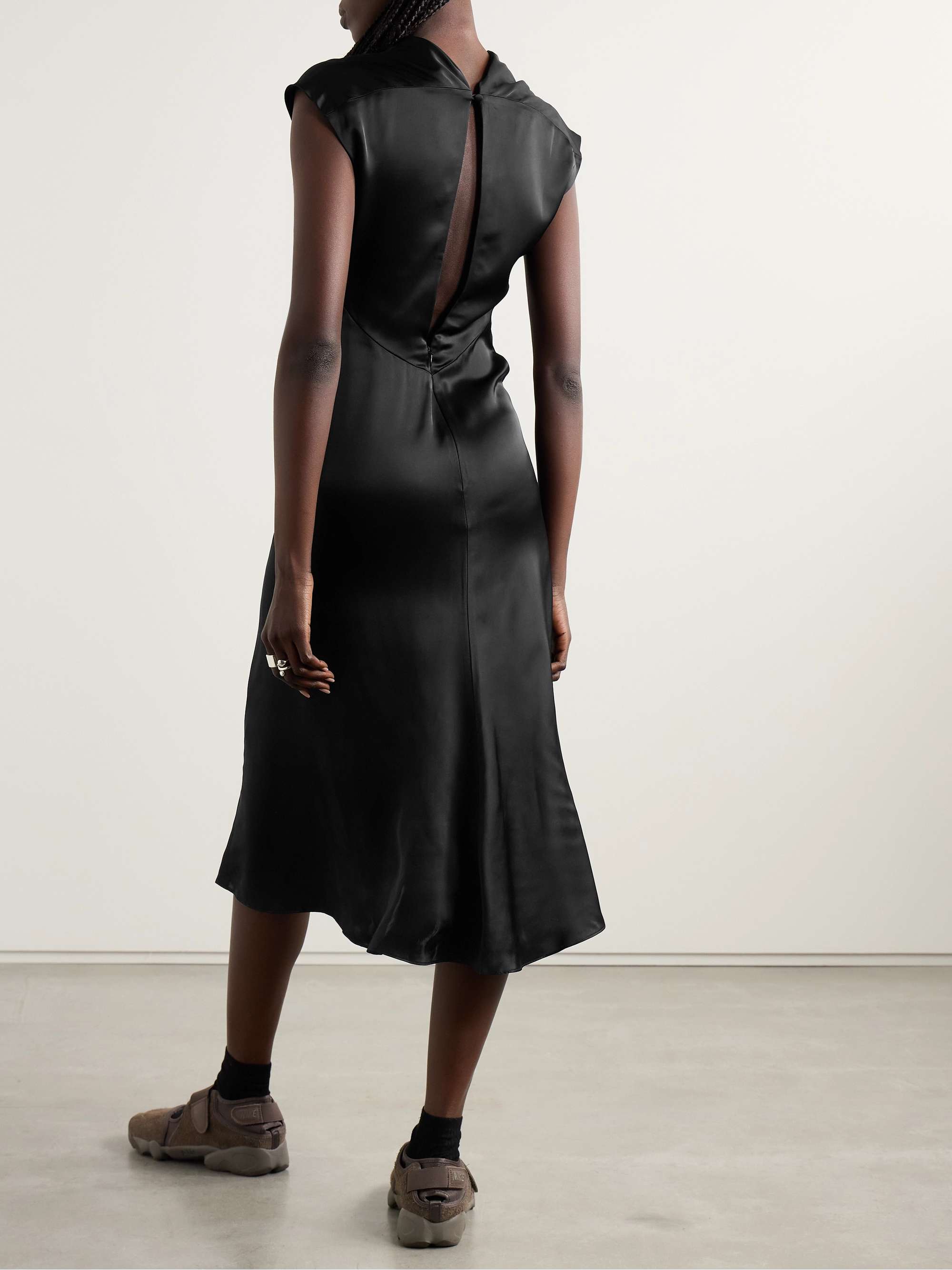 Draped silk-satin midi dress view