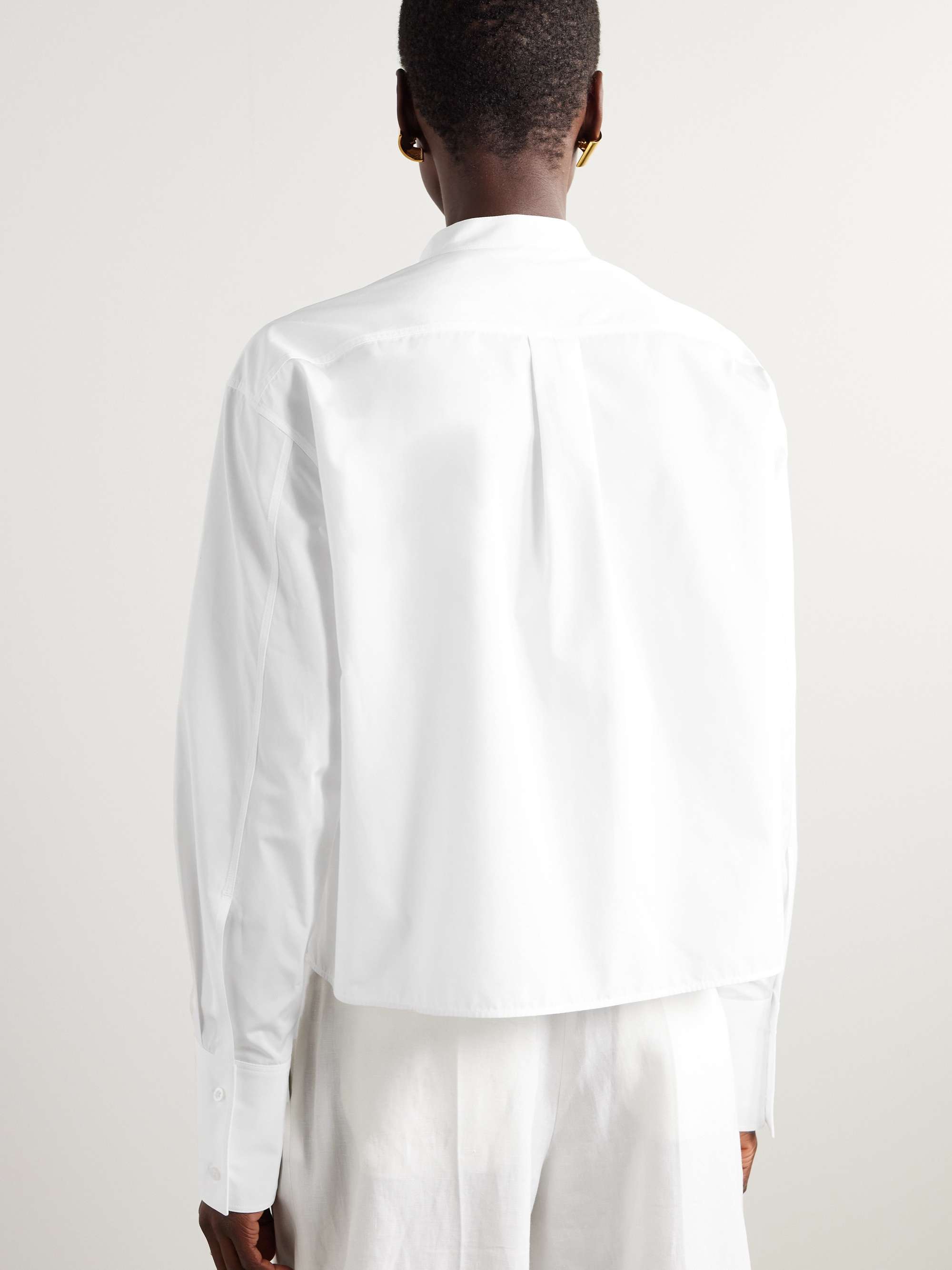 Pintucked cotton-poplin shirt view