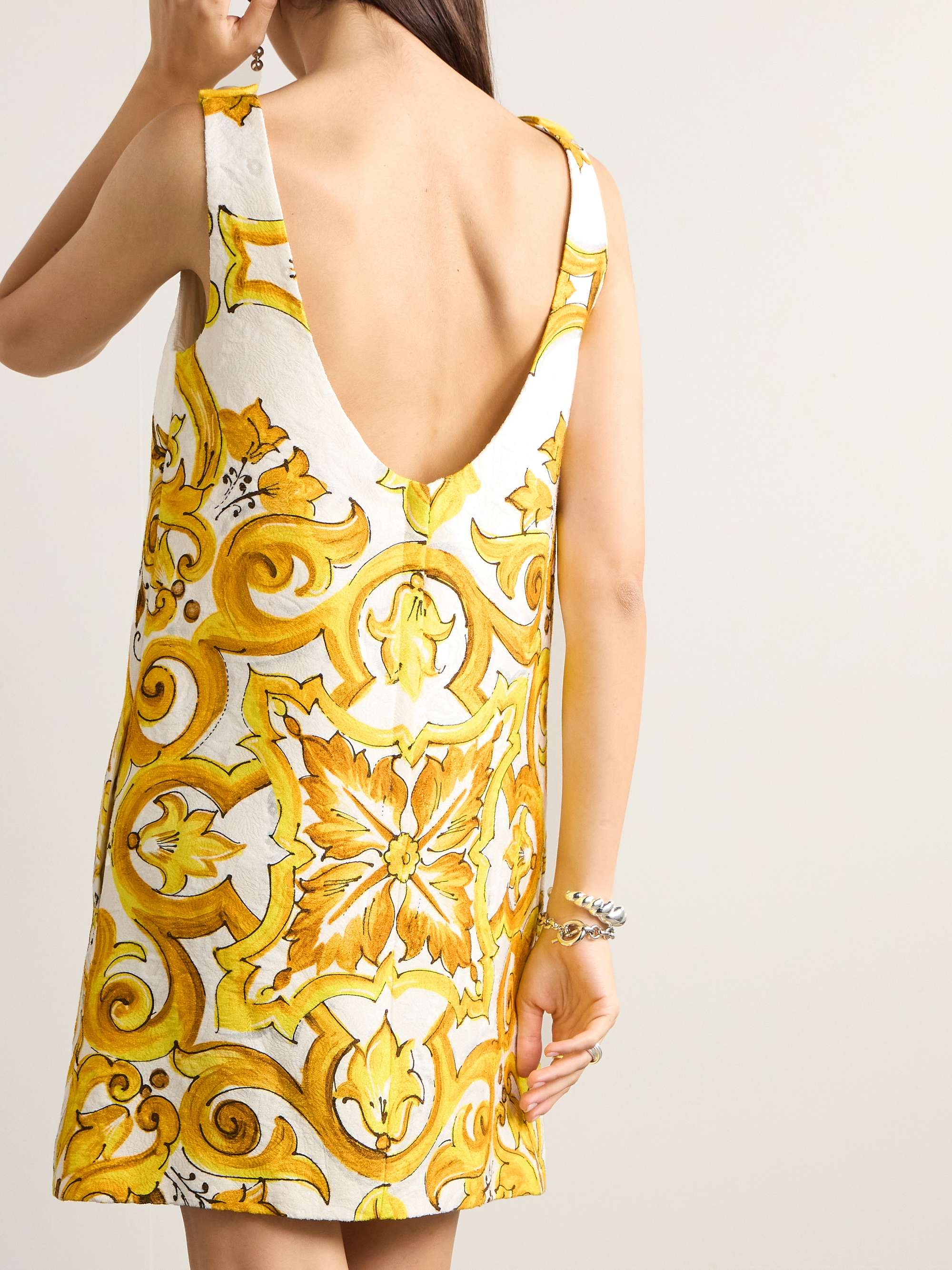 Maiolica printed brocade mini dress view