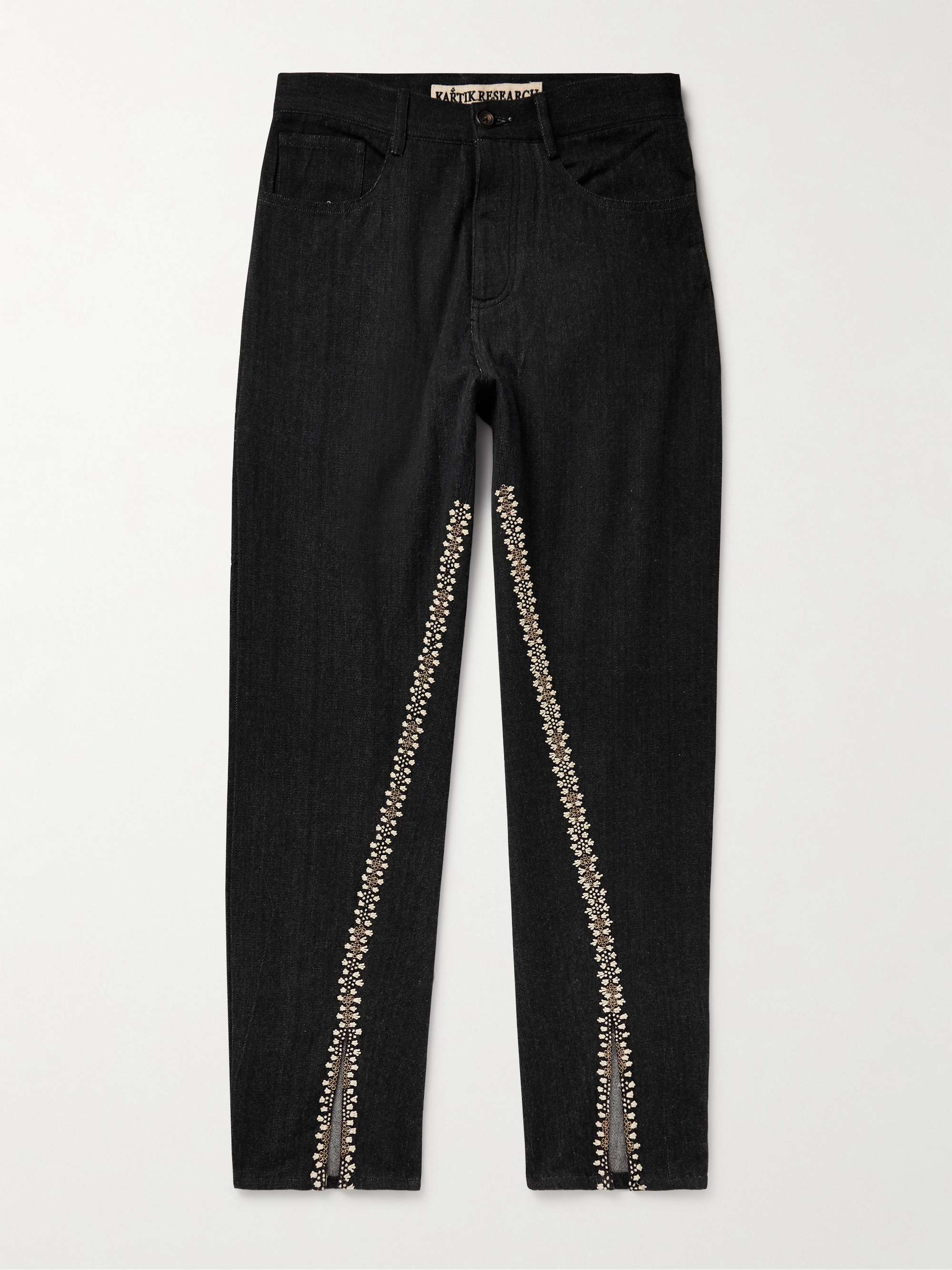 Straight-Leg Embellished Embroidered Jeans view