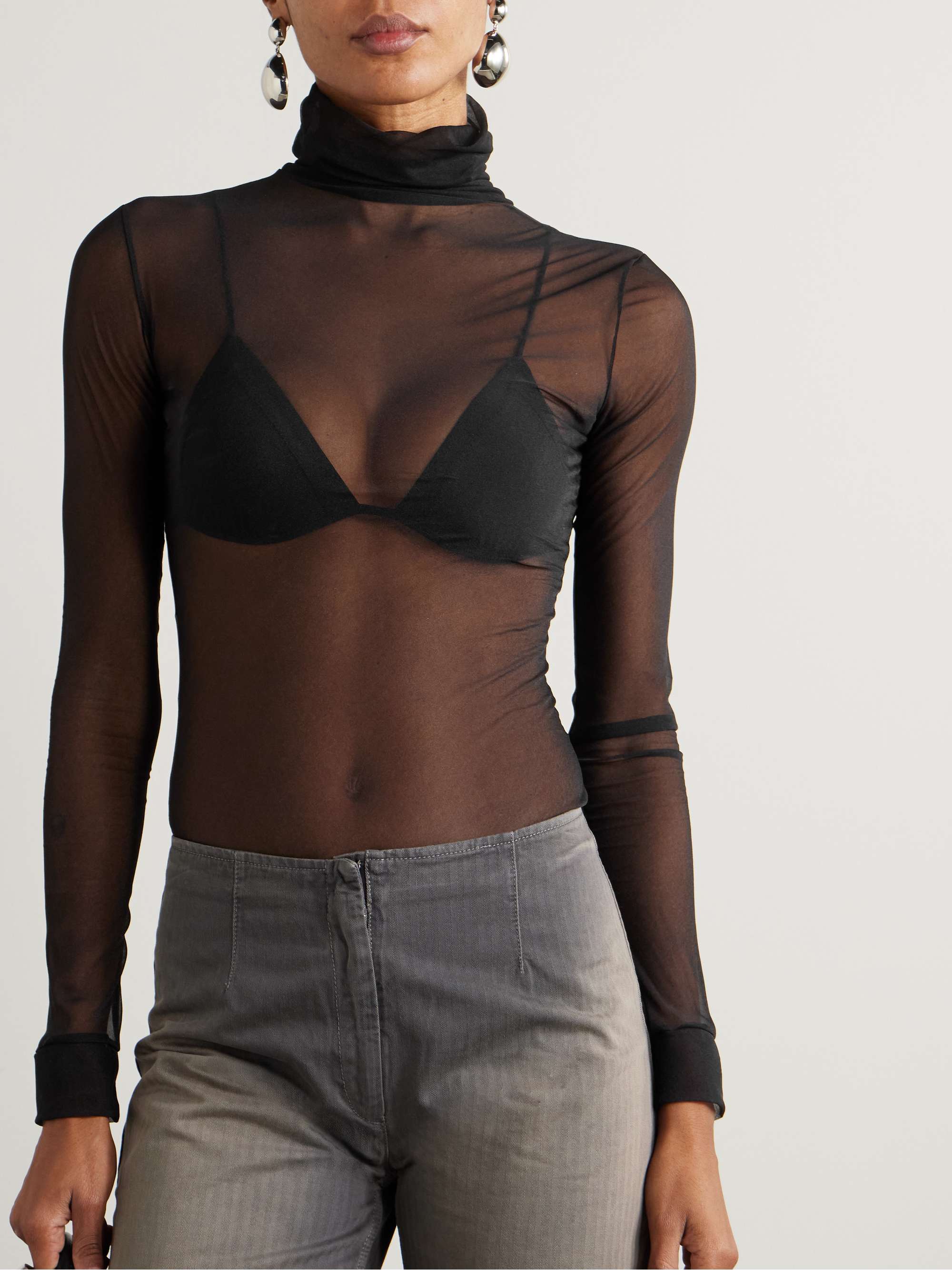 Chiffon turtleneck bodysuit view