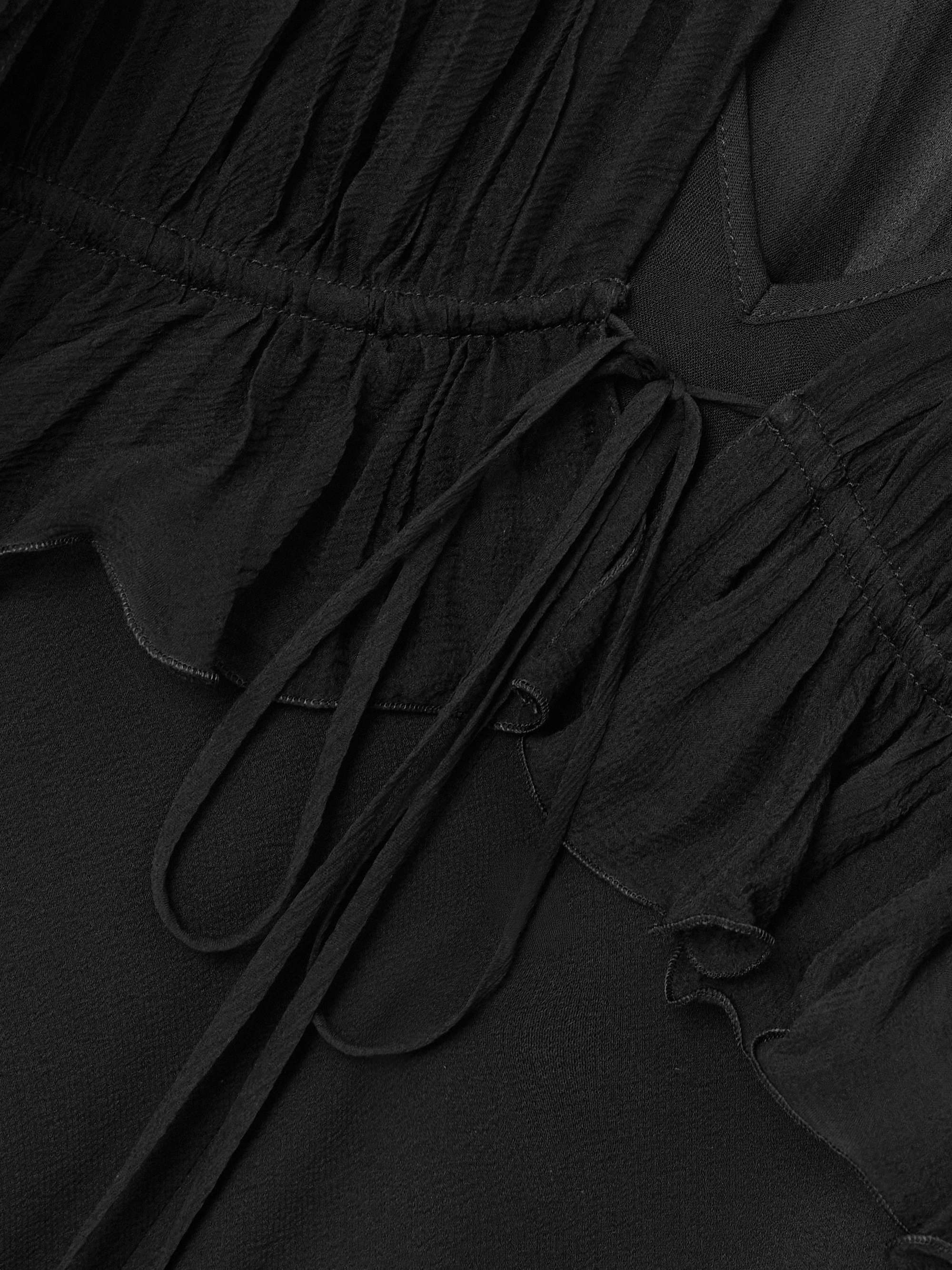 Ruffled silk-crepon and crepe maxi dress view