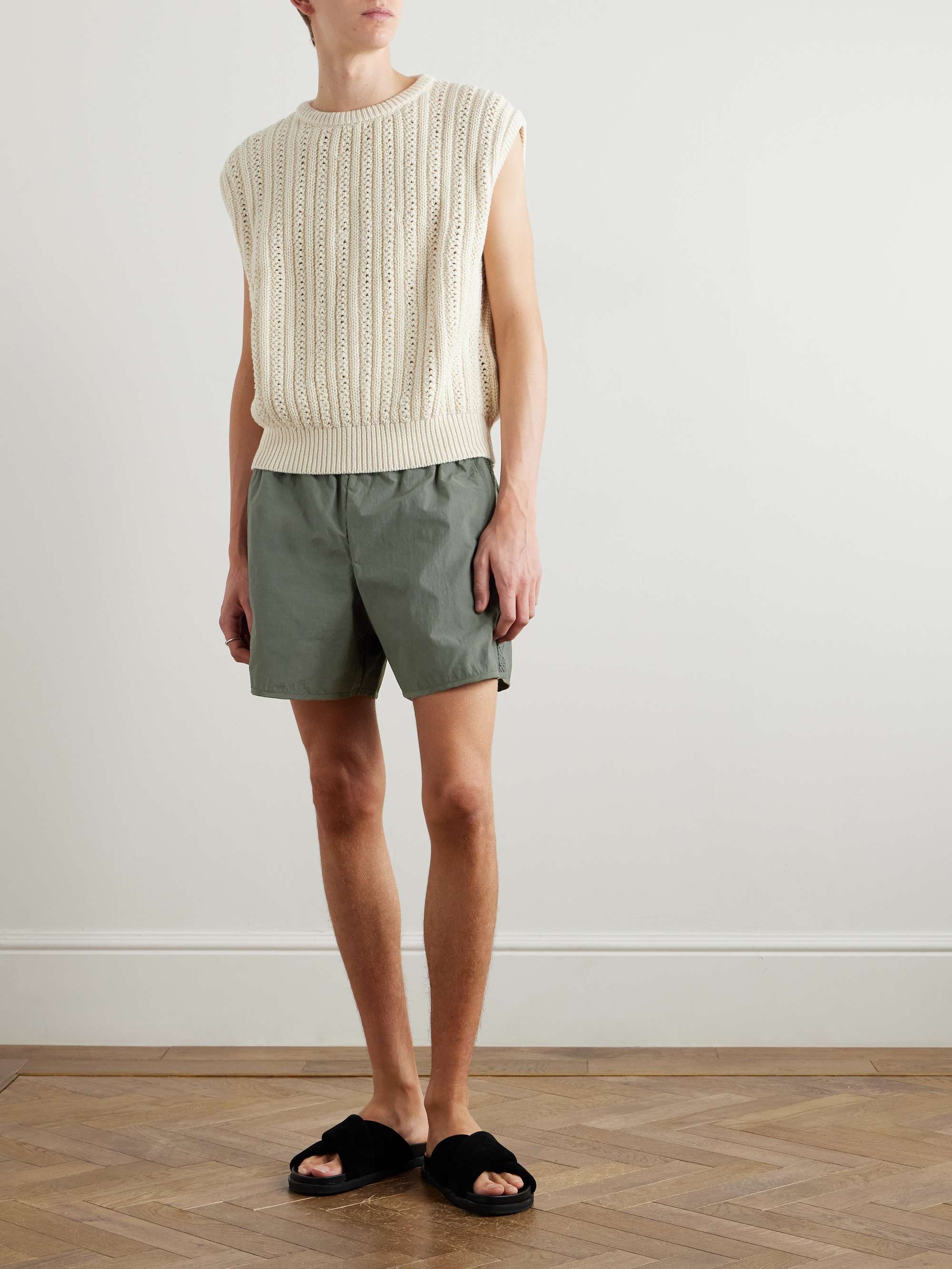Bibile Straight-Leg Embroidered Recycled-Shell Shorts view