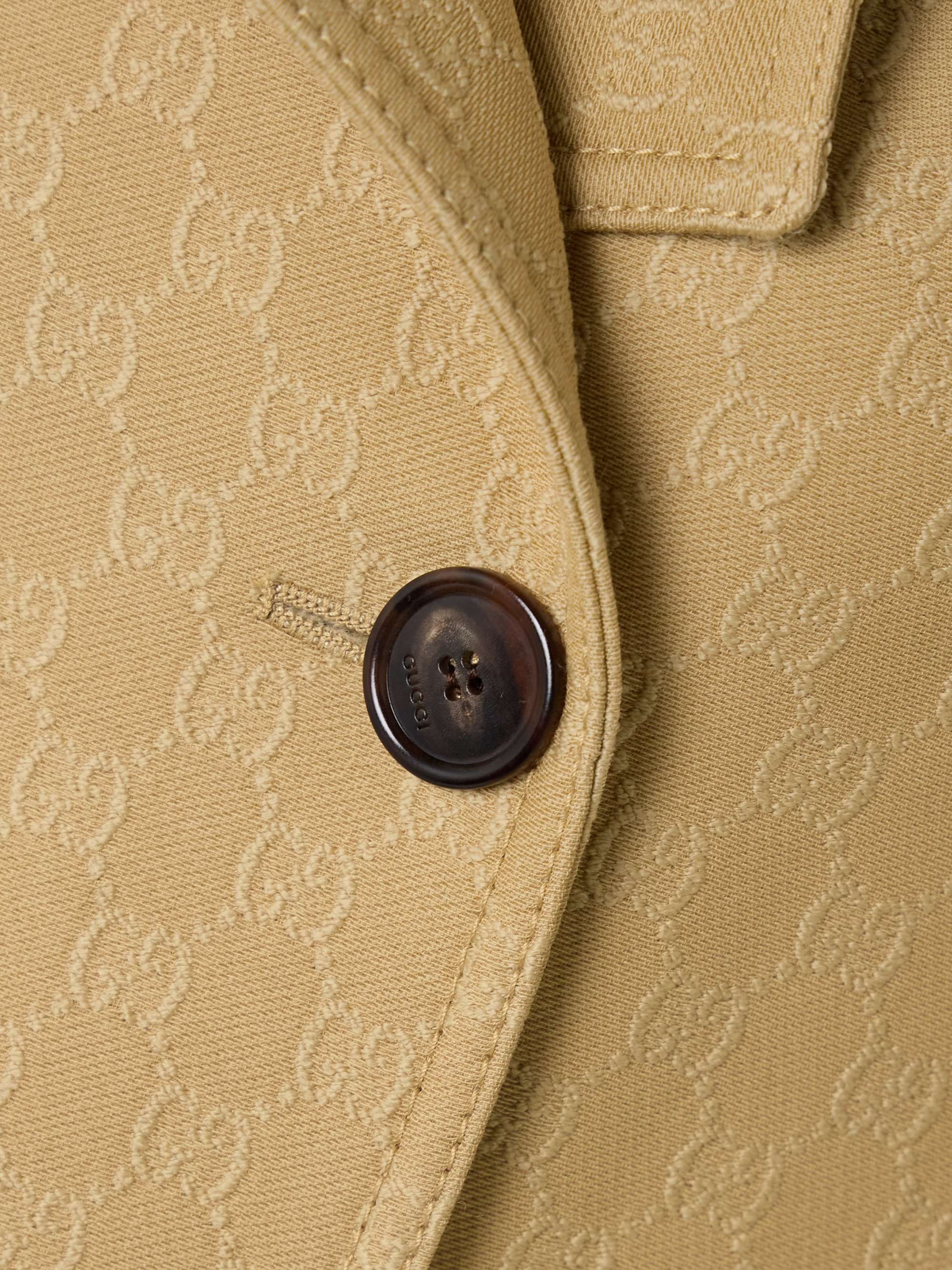 Oversized double-breasted belted wool and silk-blend jacquard trench coat view