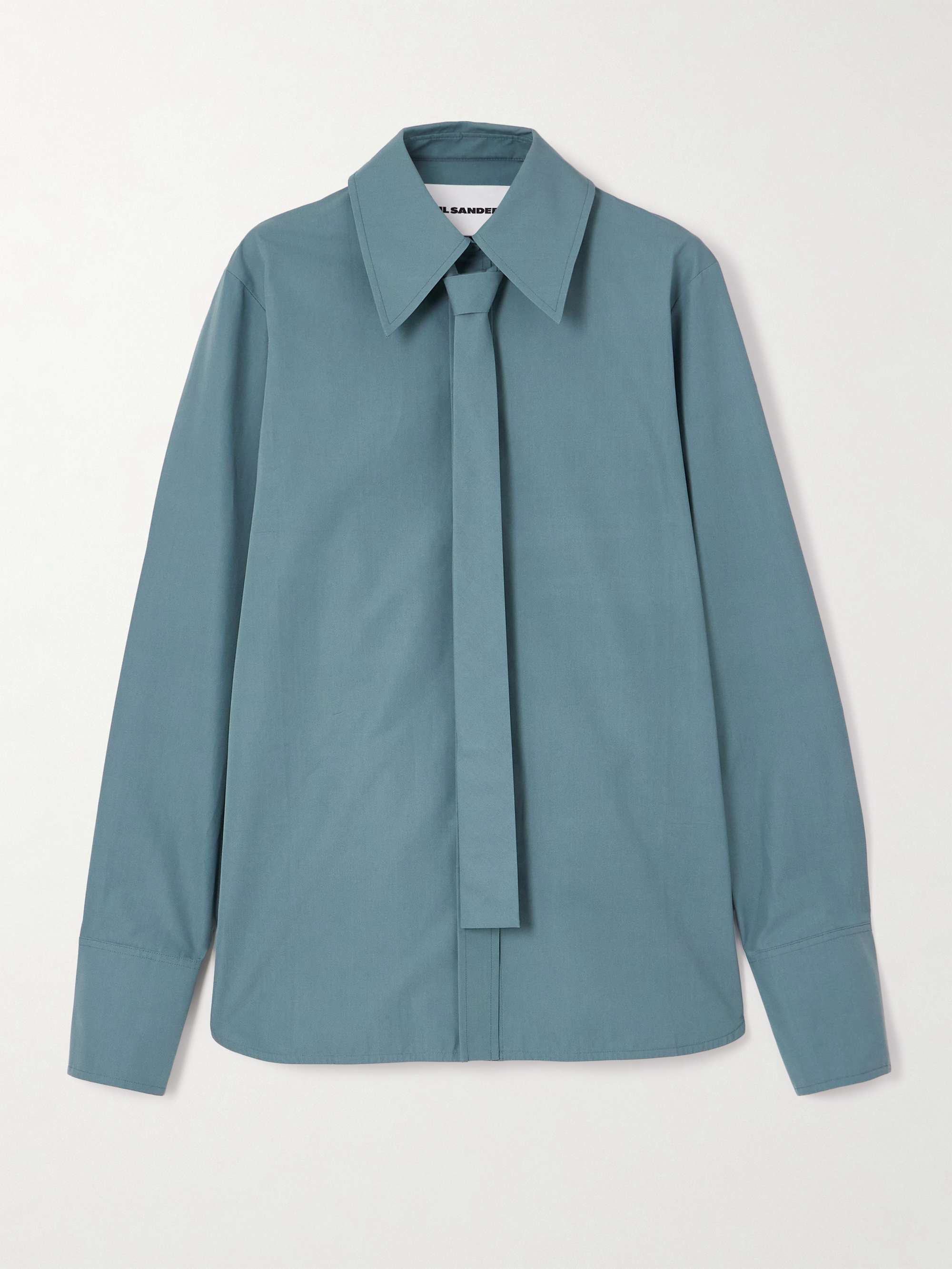 Cotton-poplin shirt with tie view