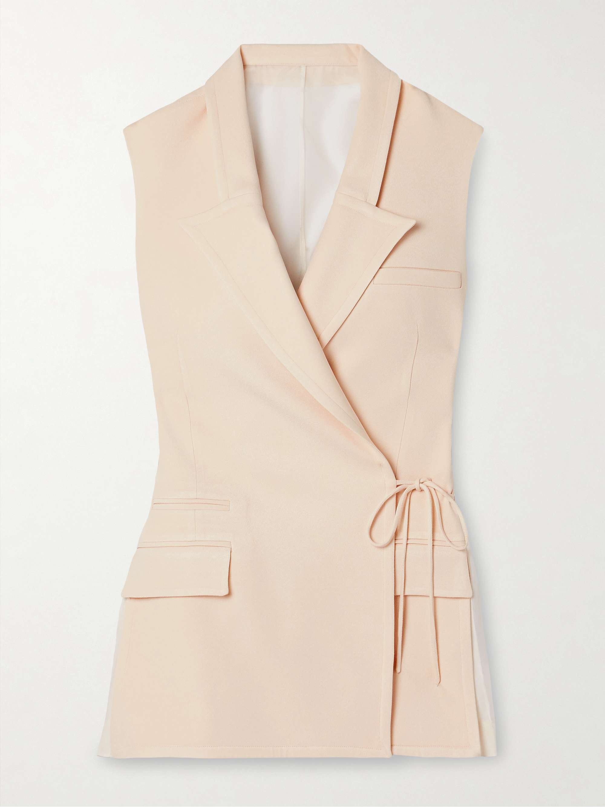 Wrap-effect crepe and silk-organza vest view