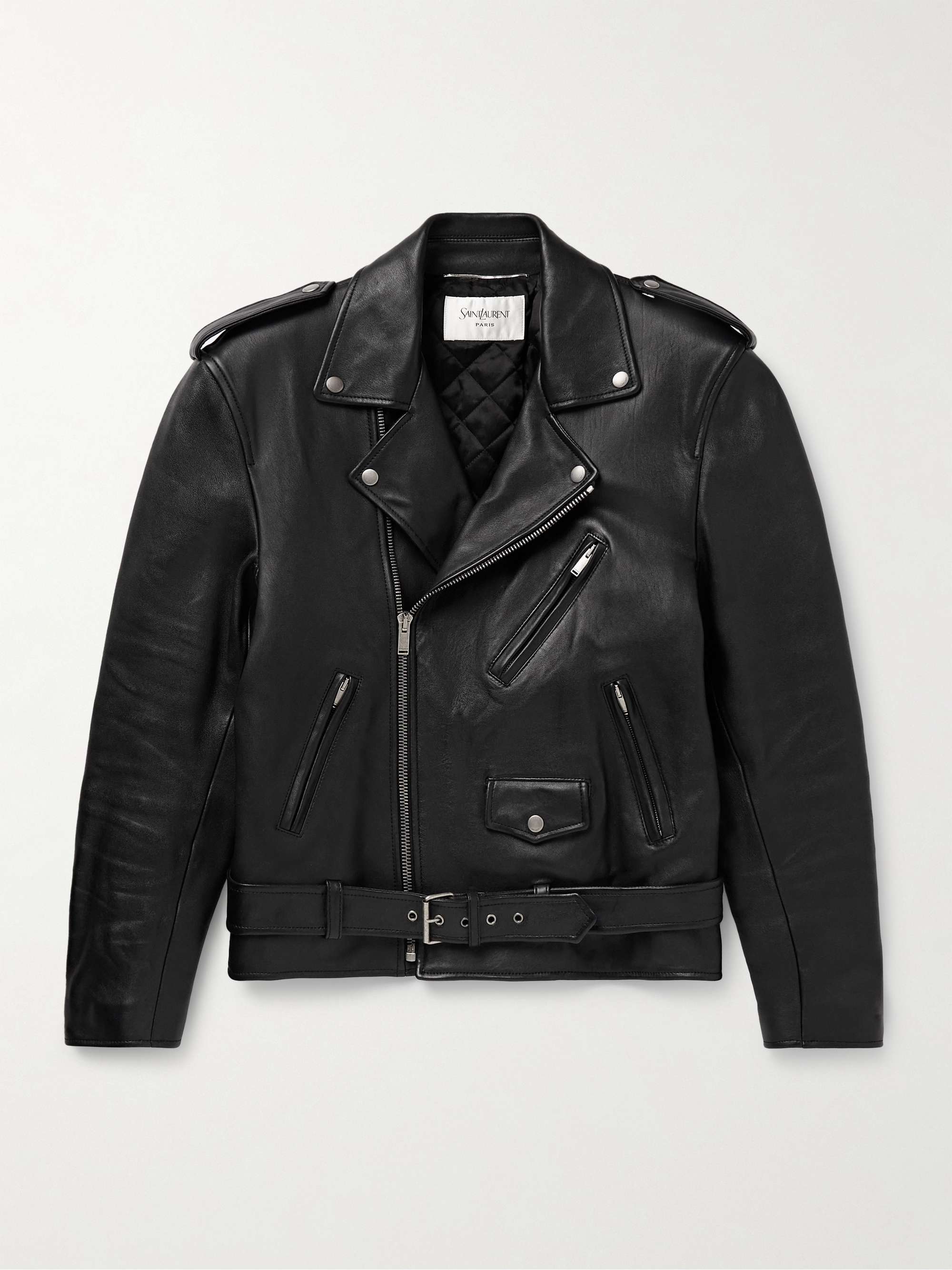 Belted Leather Biker Jacket view