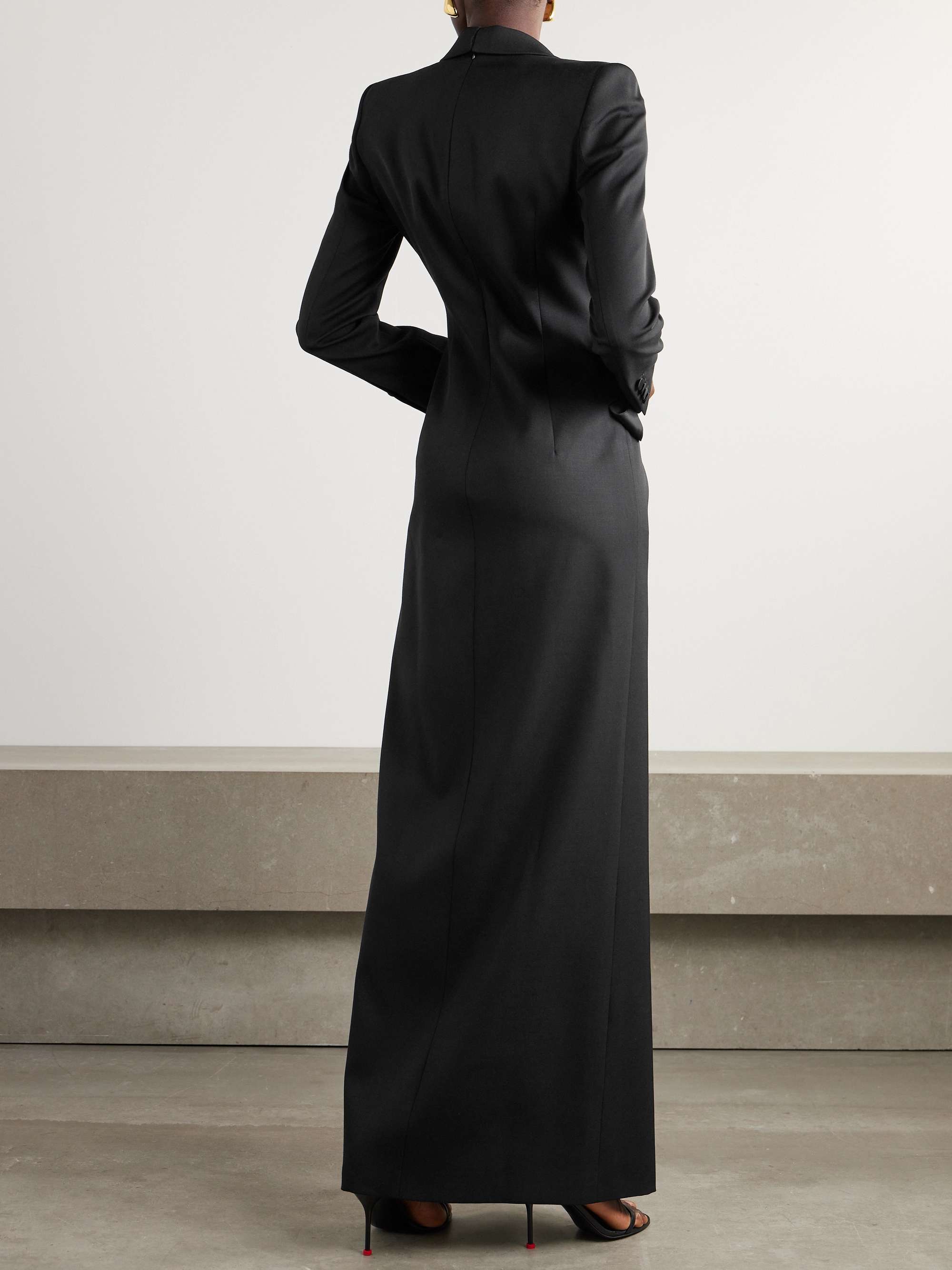 Silk-blend trimmed wool grain de poudre gown view