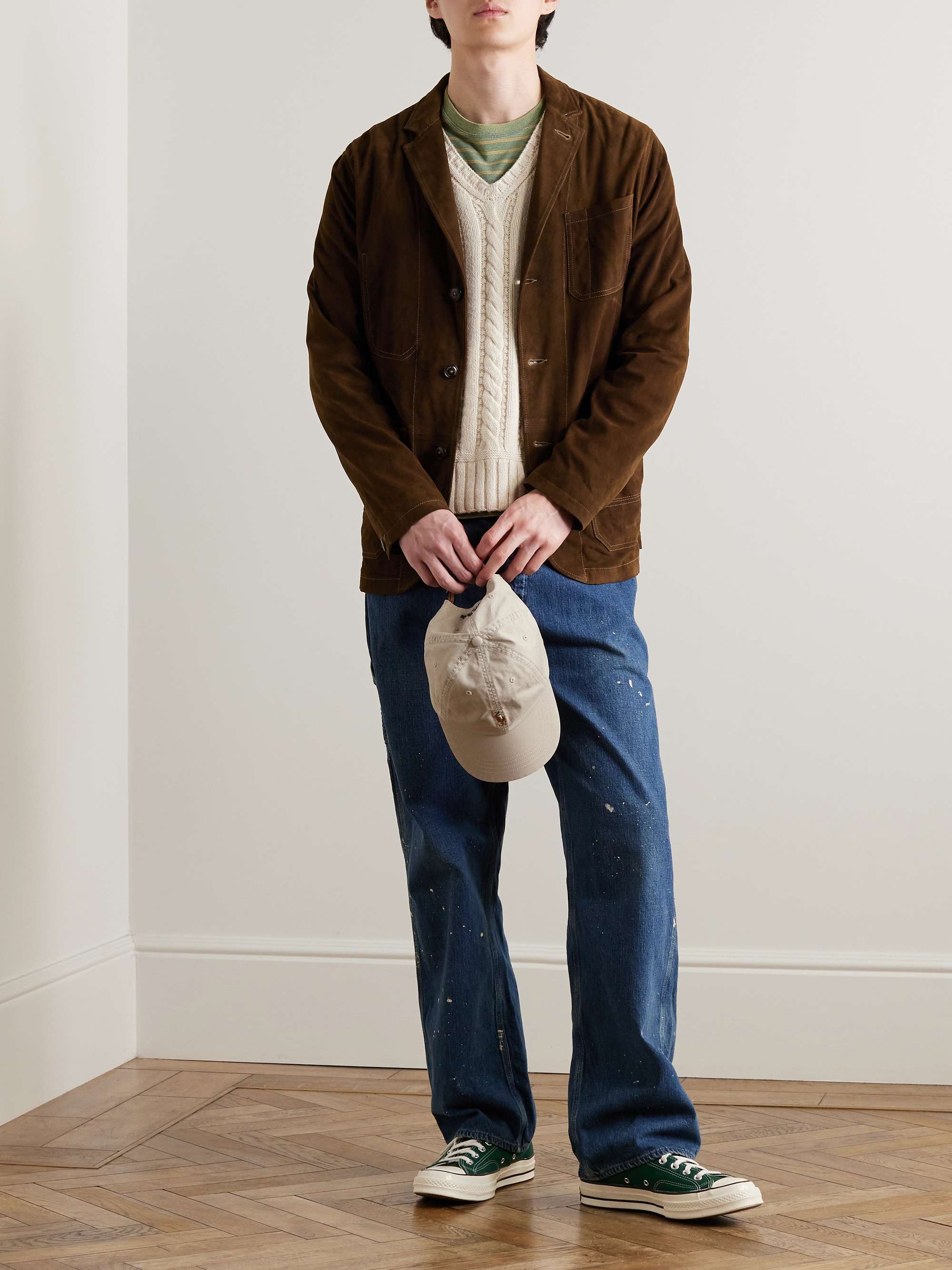 Topstitched Suede Blazer view