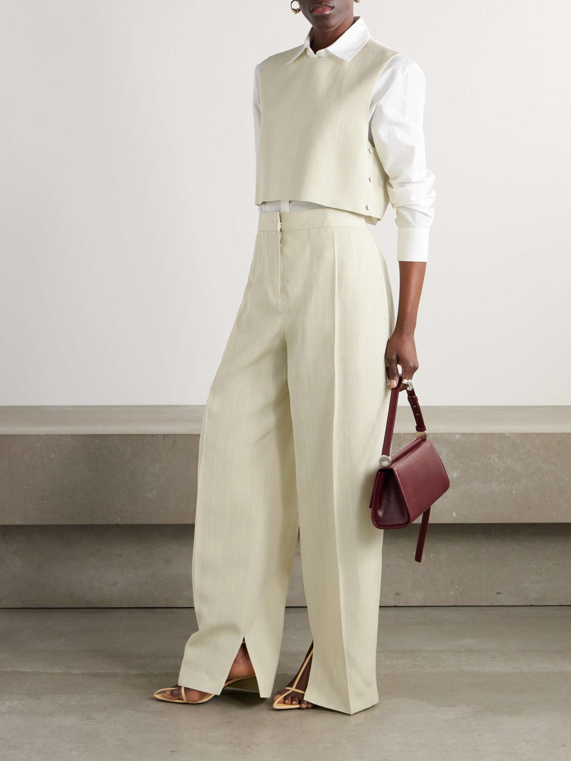 Cropped woven vest view