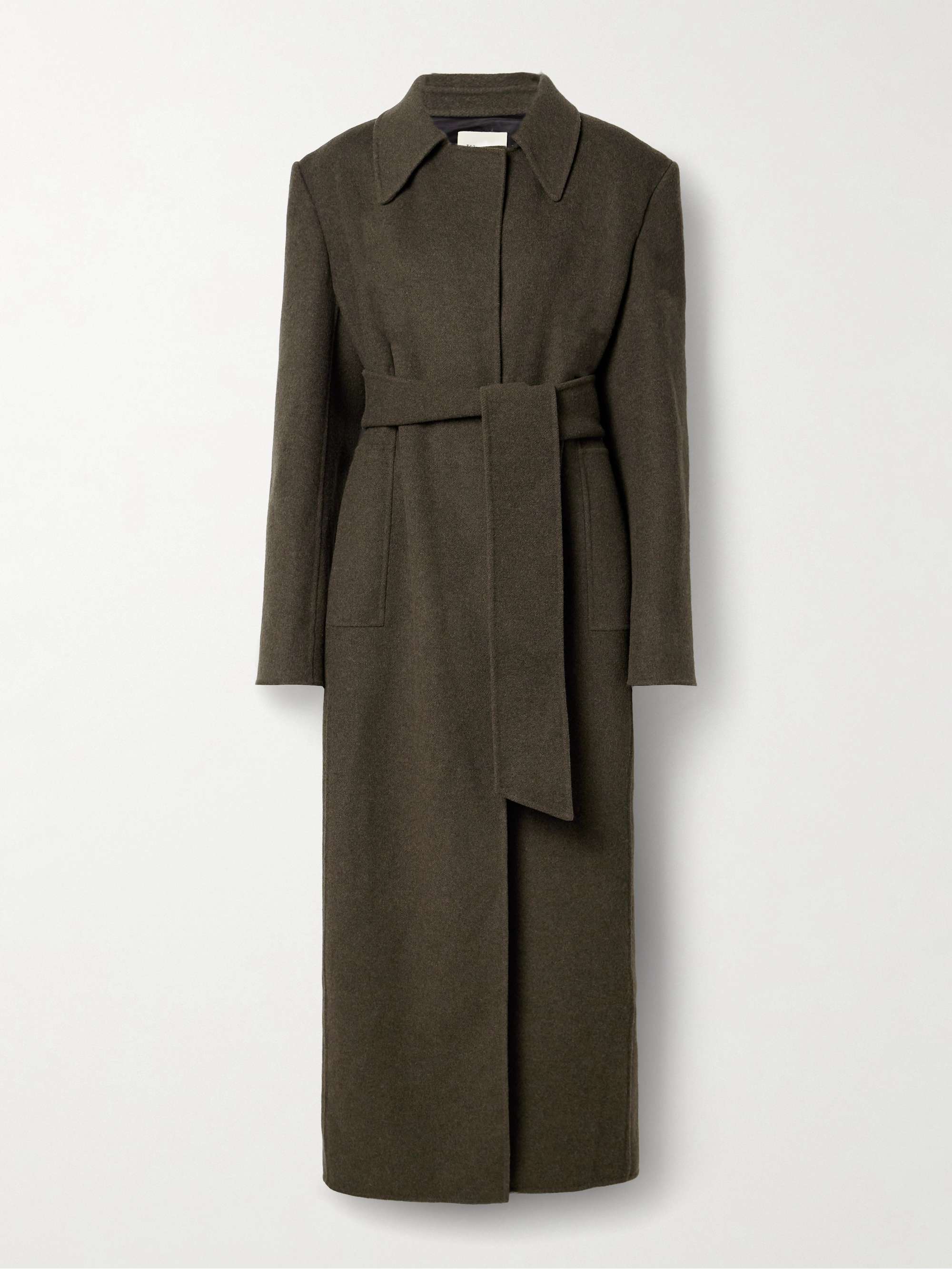 Lea belted wool-felt coat view