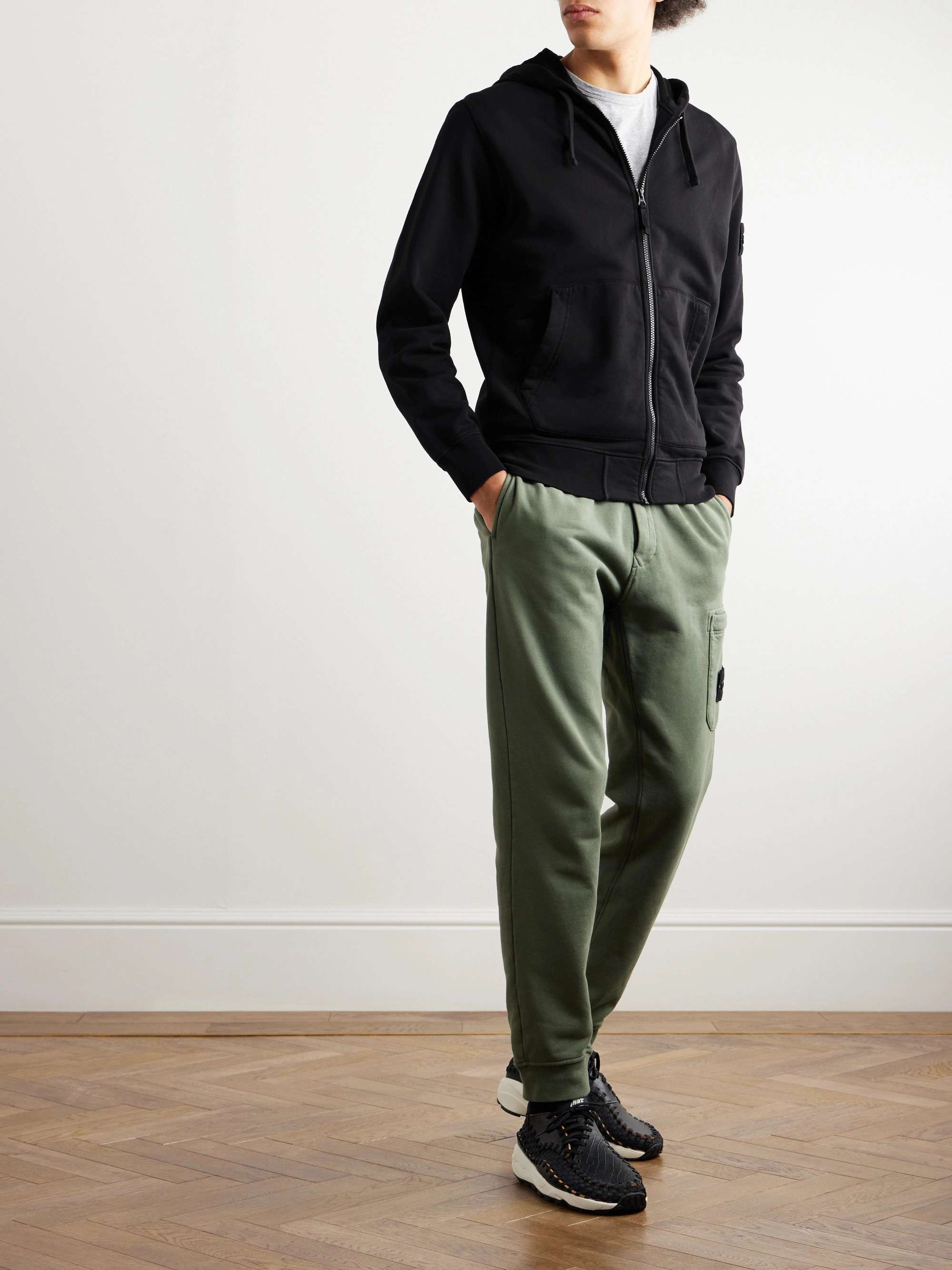 Logo-Appliquéd Garment-Dyed Cotton-Jersey Zip-Up Hoodie view