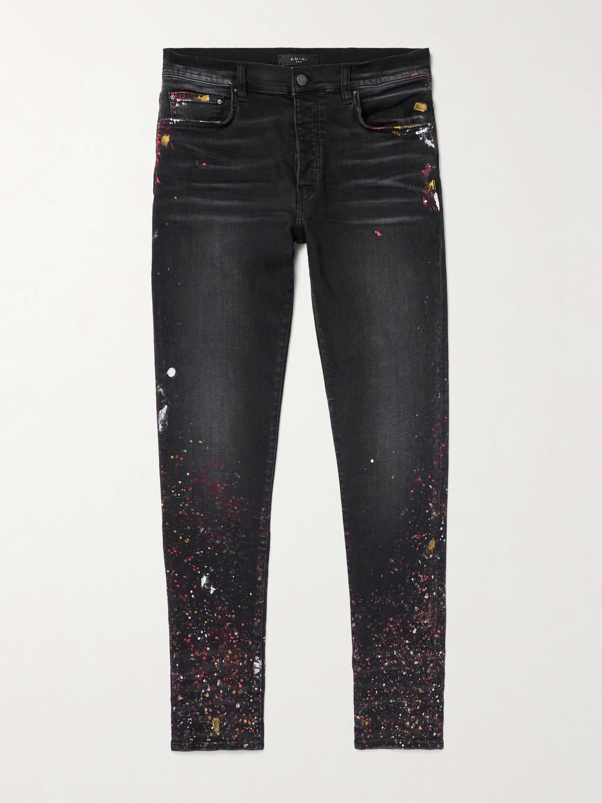 Skinny-Fit Paint-Splattered Jeans view