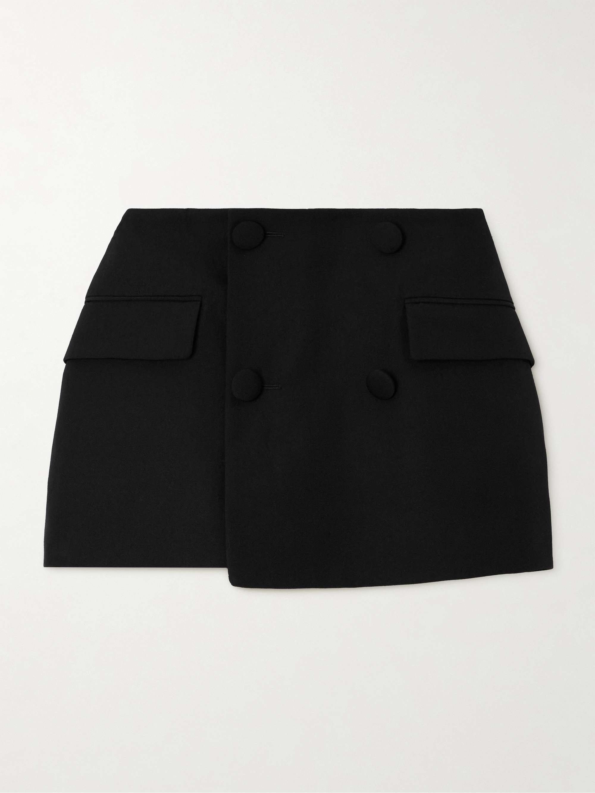 Wrap-effect button-embellished wool shorts view