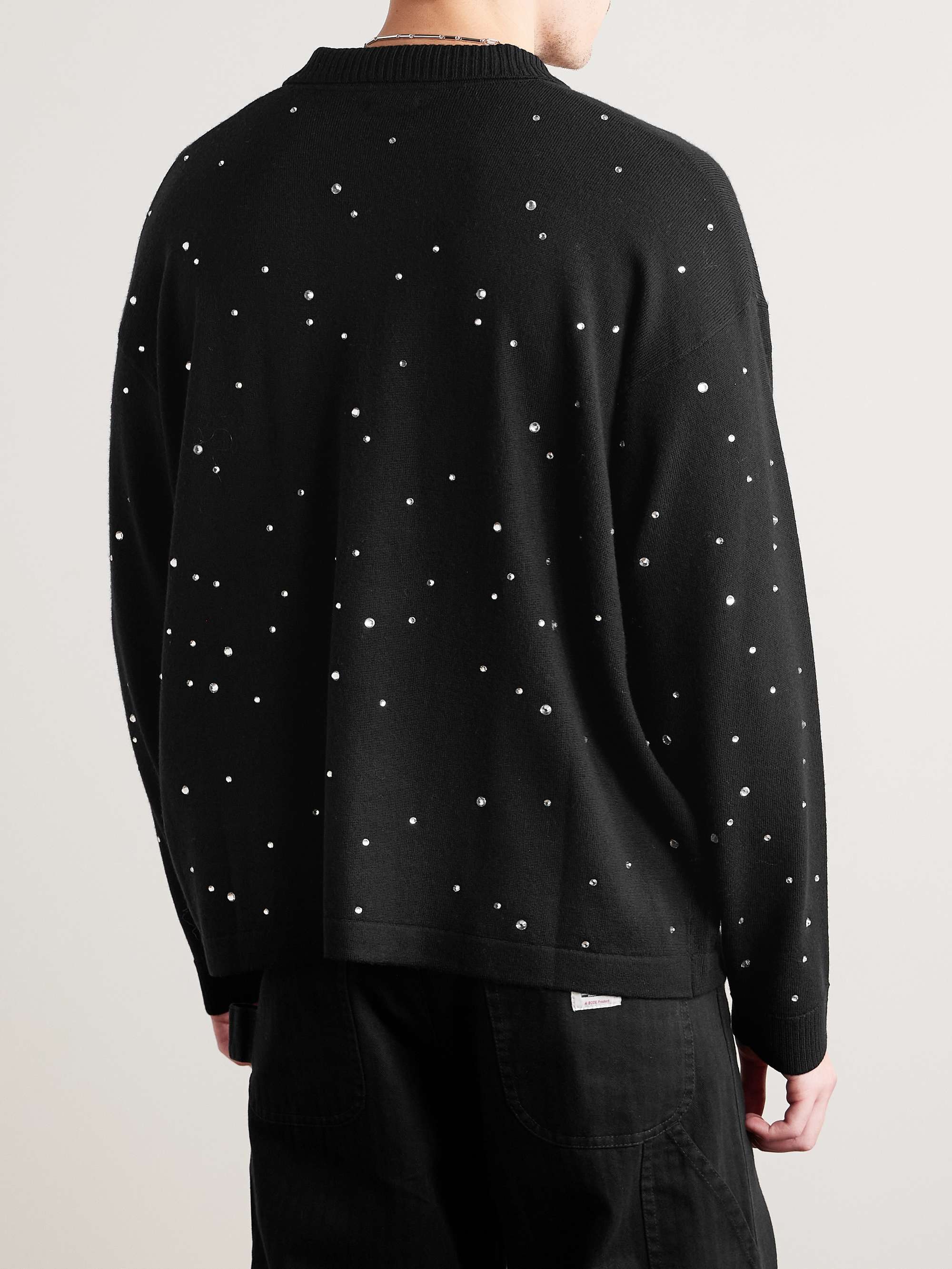 Crystal-Embellished Merino Wool Polo Shirt view