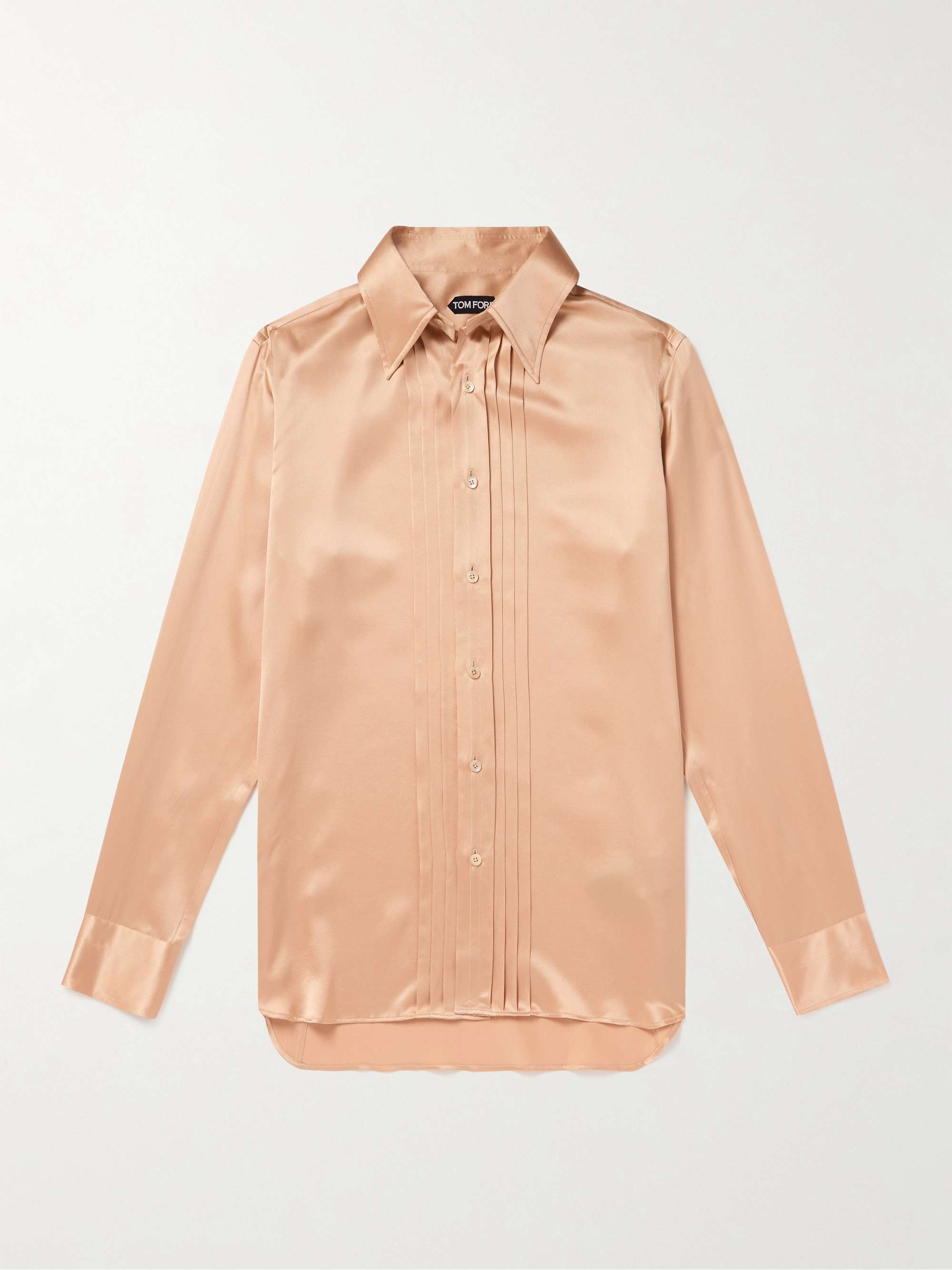 Pintucked Silk-Charmeuse Shirt view