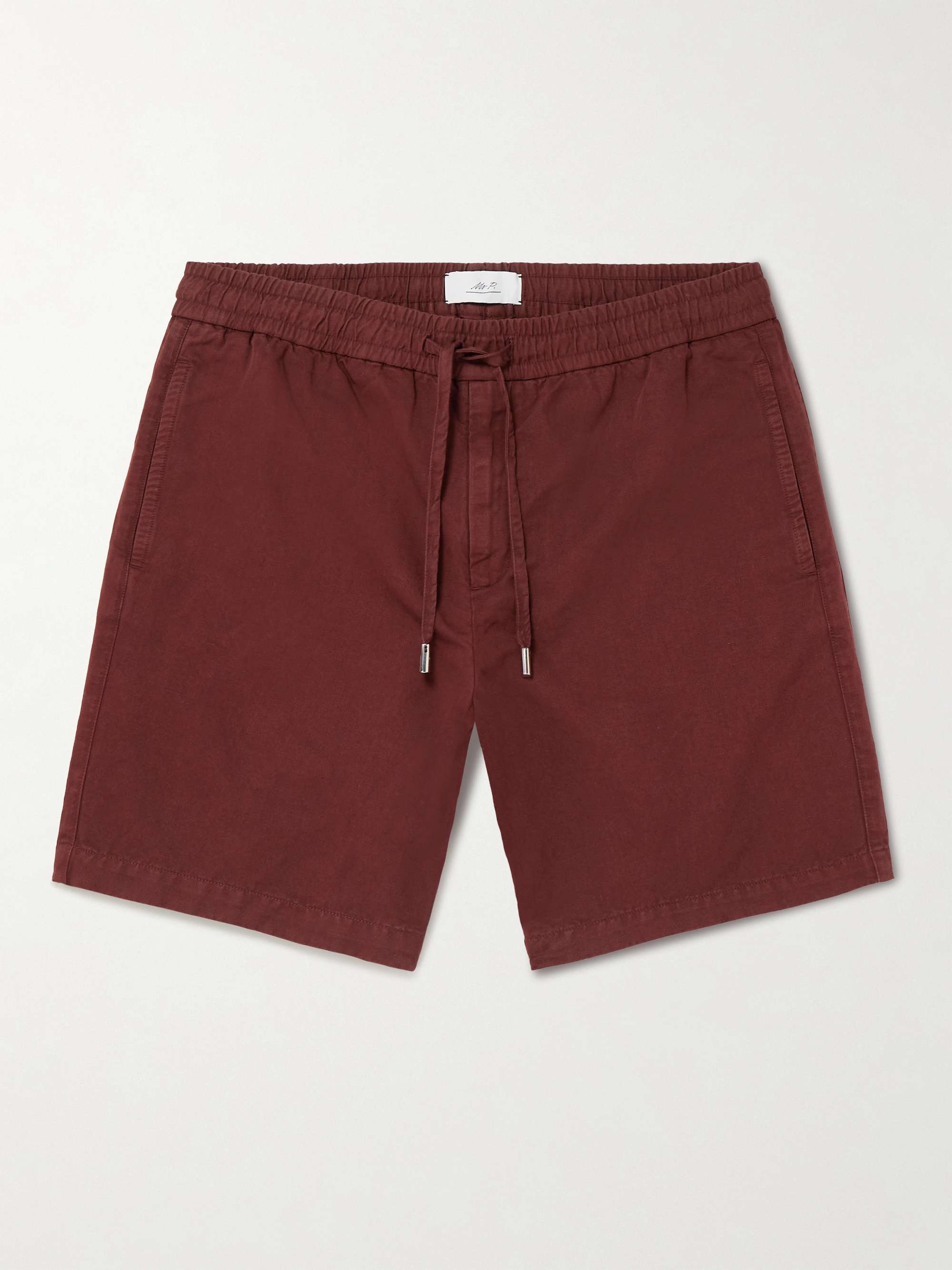Straight-Leg Organic Cotton and Linen-Blend Drawstring Shorts view