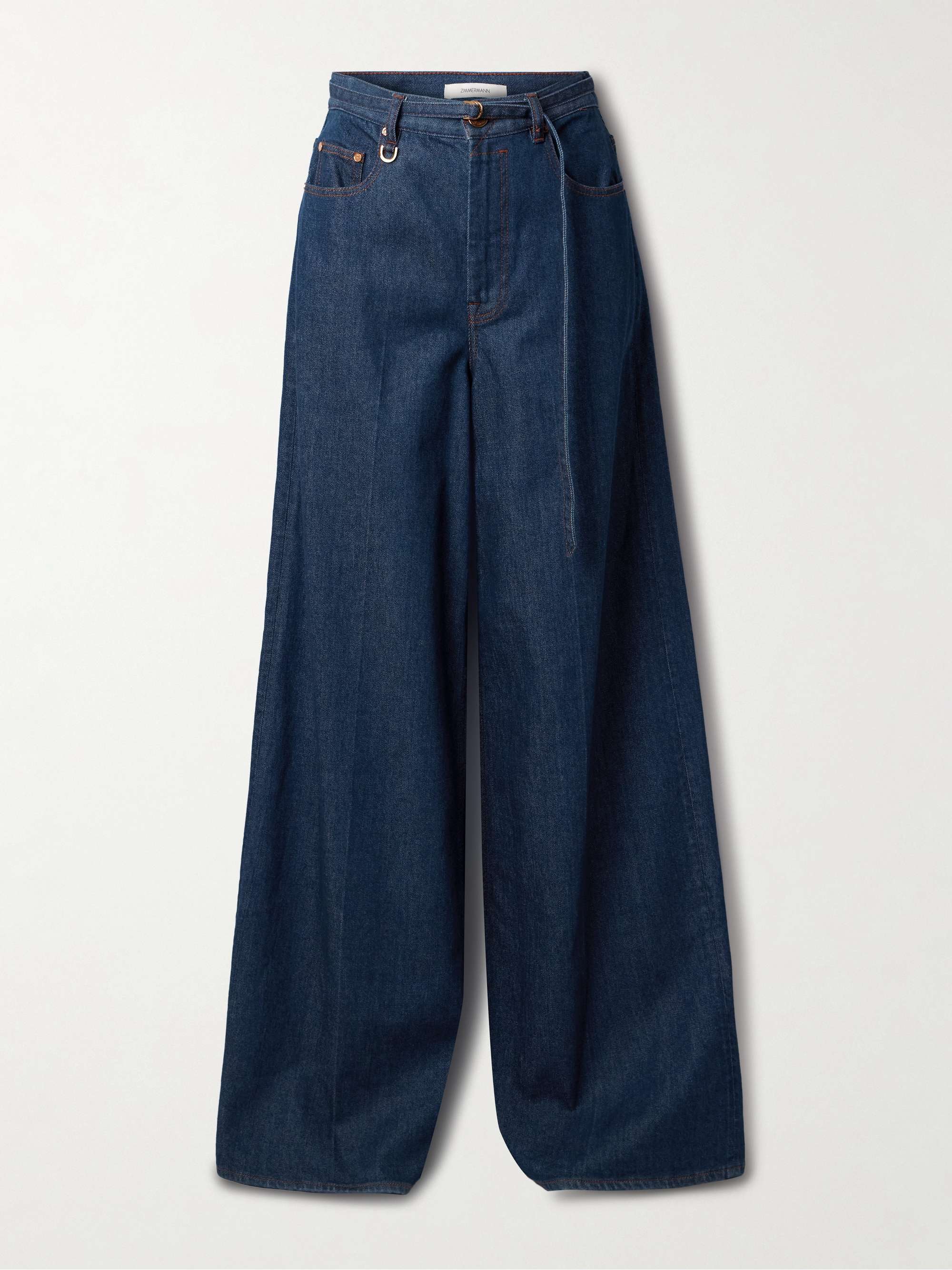 Illuminate belted high-rise wide-leg jeans view