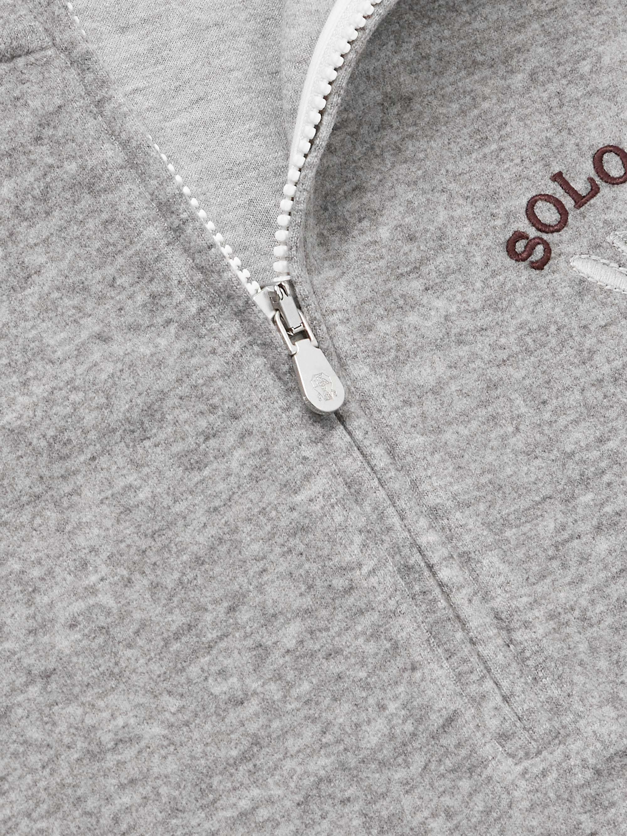 Logo-Embroidered Cashmere-Blend Half-Zip Sweater view