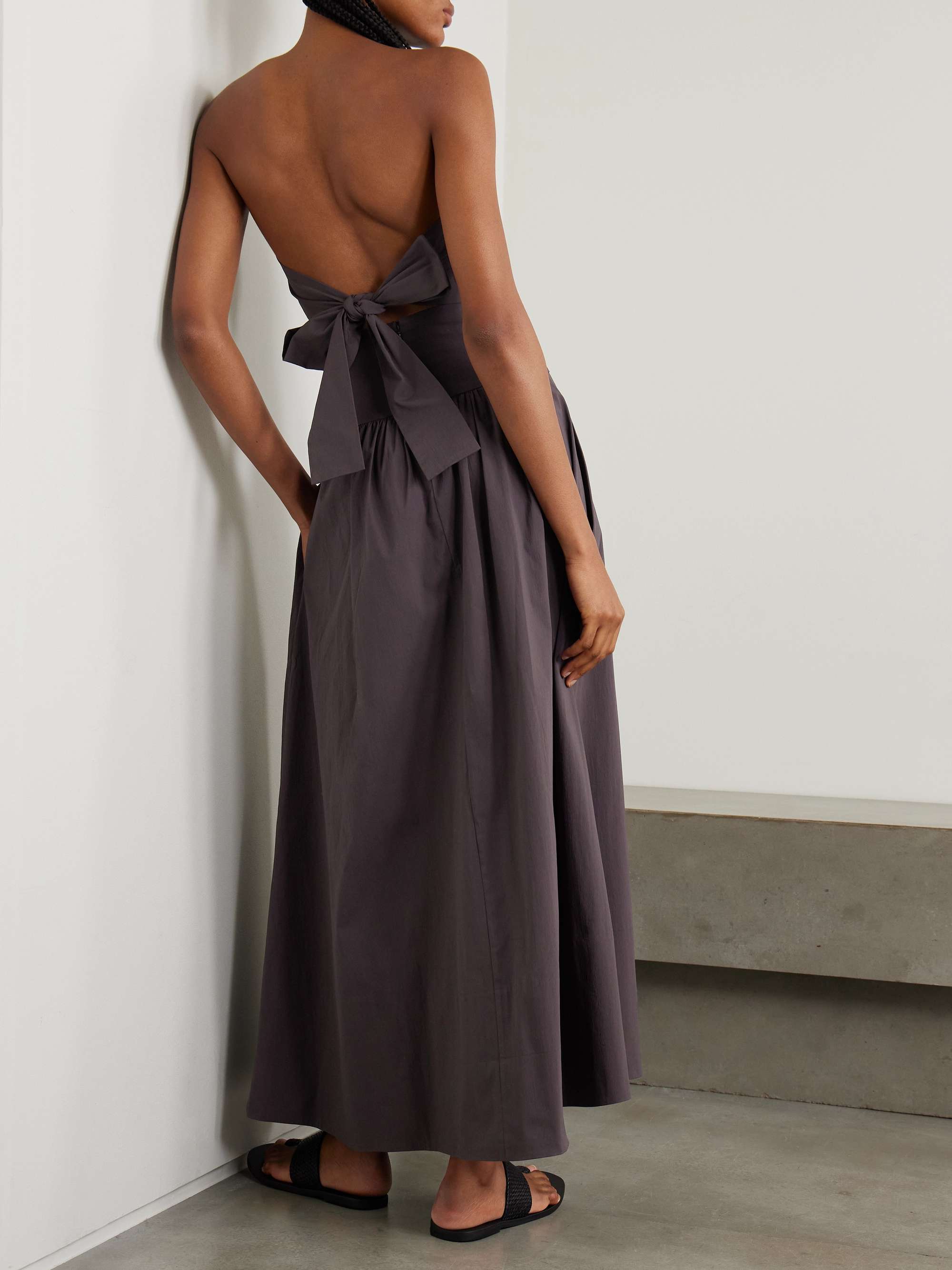 Strapless tie-back crinkled cotton-blend maxi dress view
