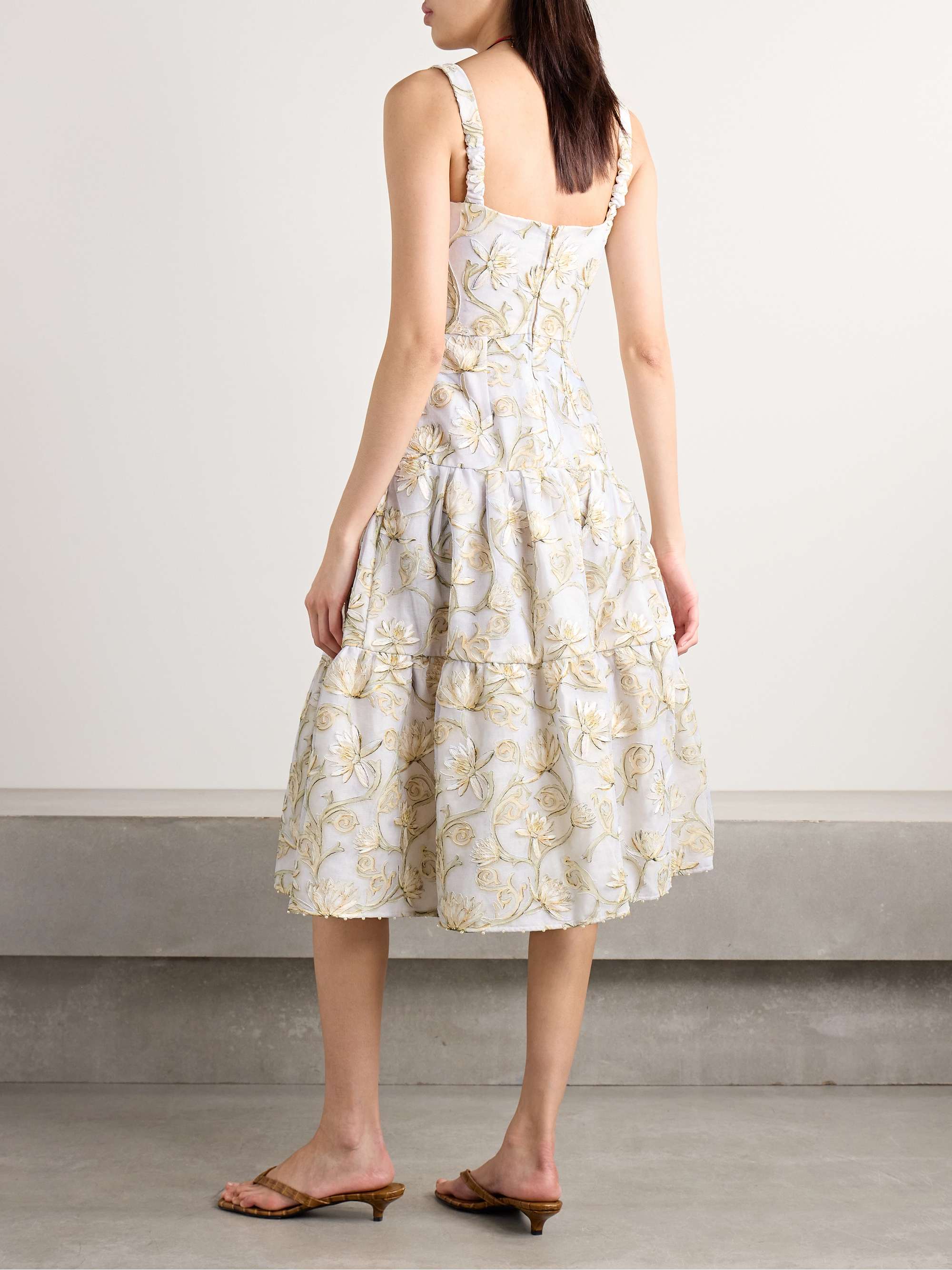 Lima Soledad embellished floral-print tulle midi dress view