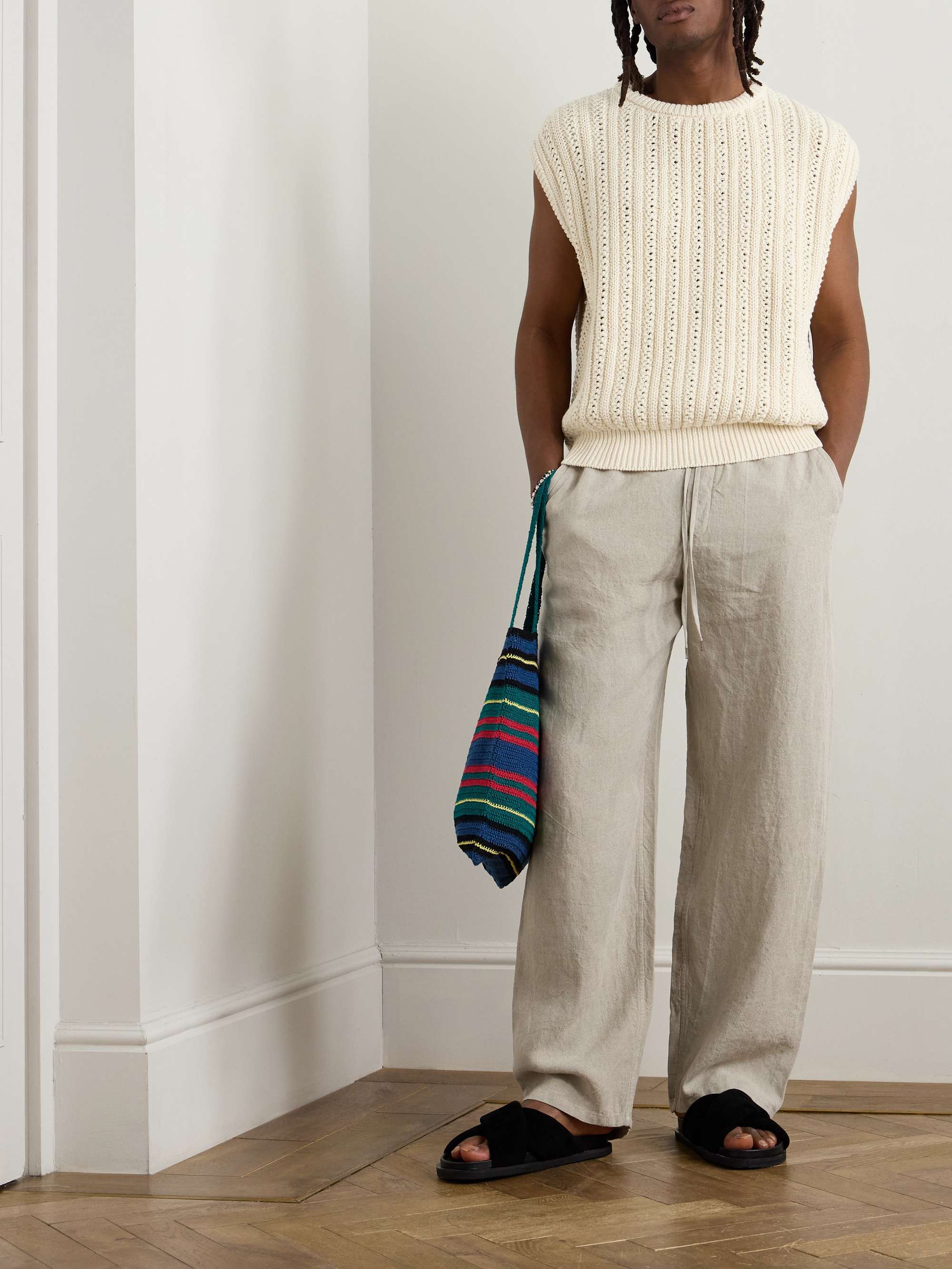 Vinay Garment-Dyed Ribbed-Knit Cotton Vest view