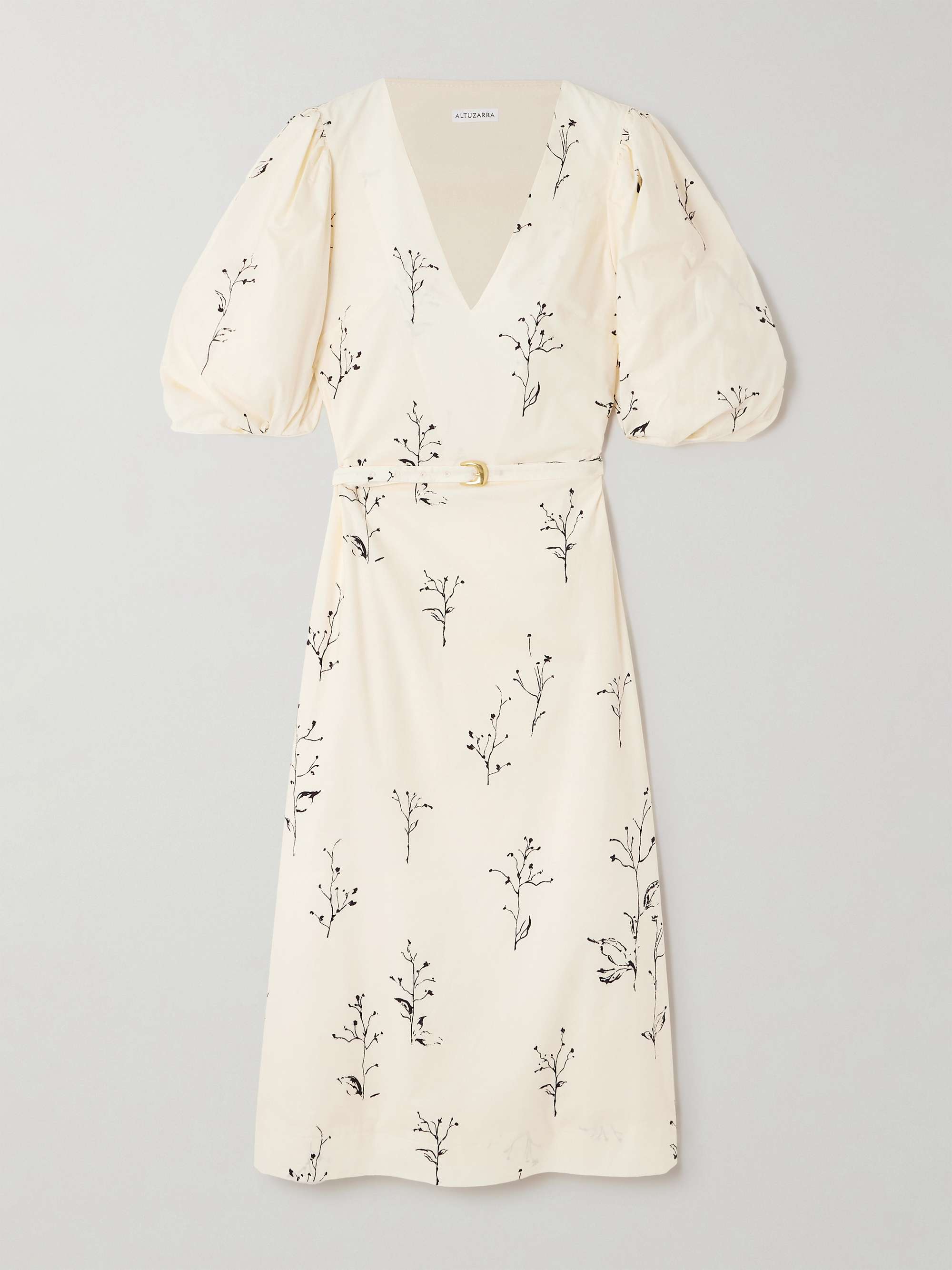Corrie belted printed cotton-poplin midi dress view