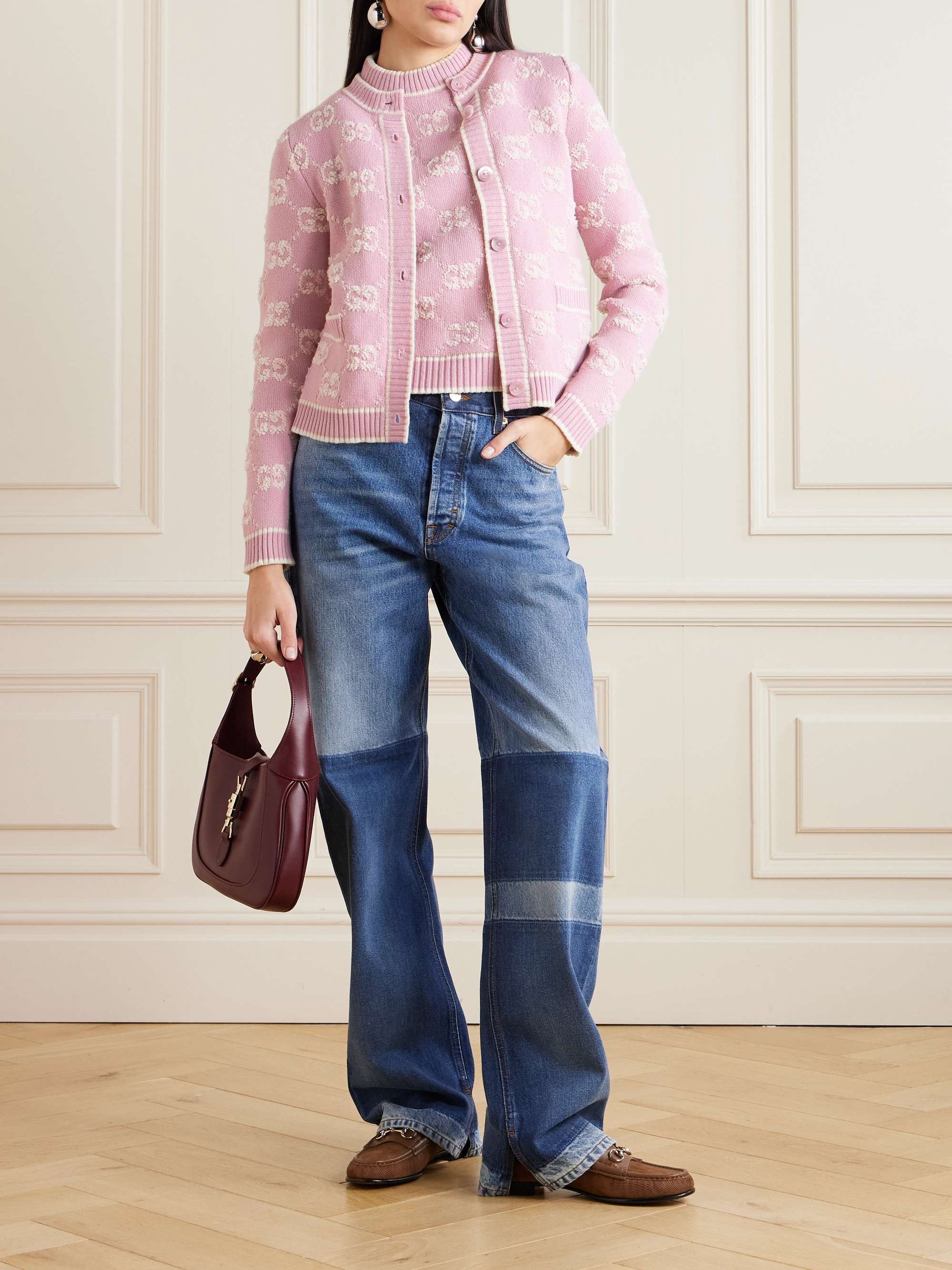 Wool bouclé-jacquard cardigan view