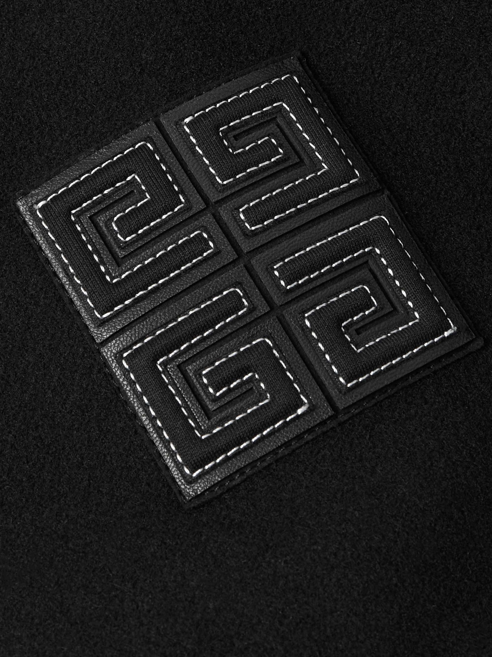 Logo-Appliquéd Brushed Wool-Blend and Leather Varsity Jacket view