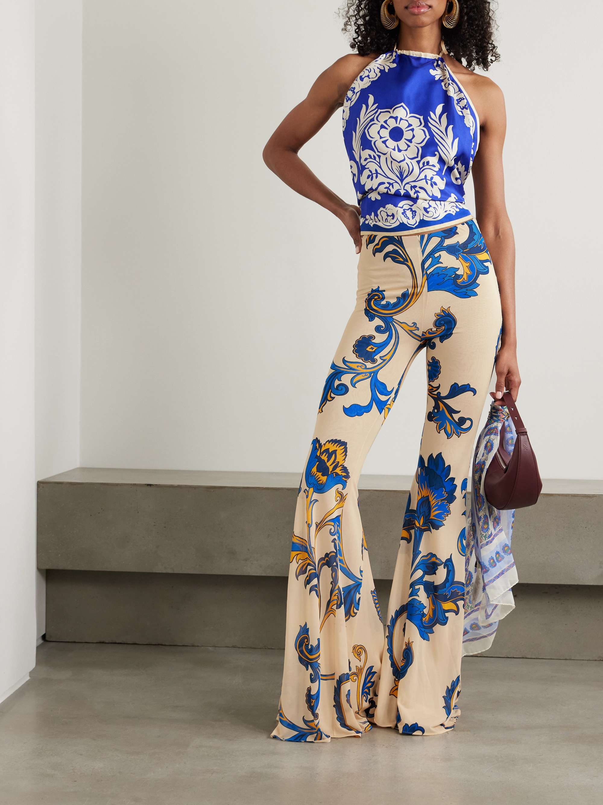 Printed jersey flared pants view
