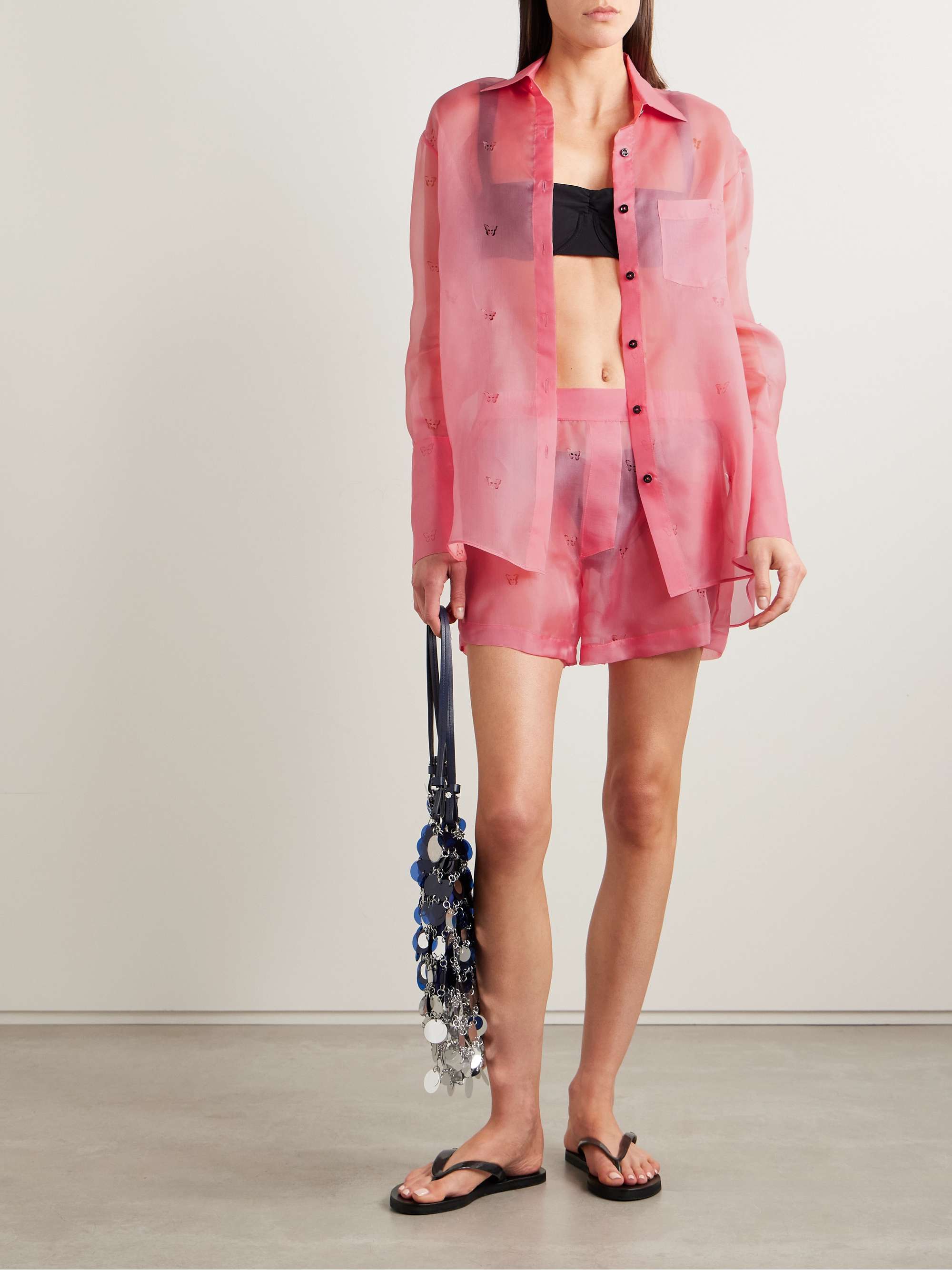 Laser-cut silk-organza shorts view