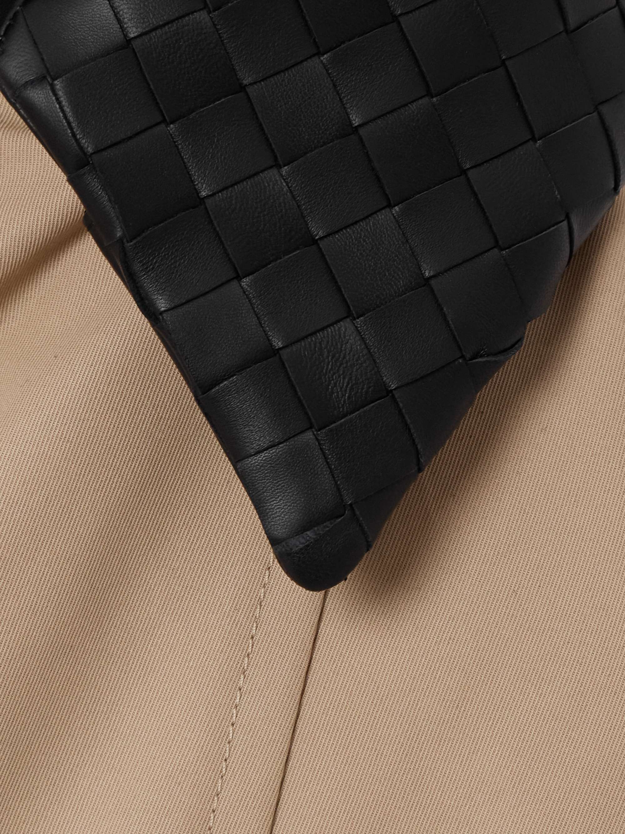 Intrecciato leather-trimmed cotton-twill jacket view