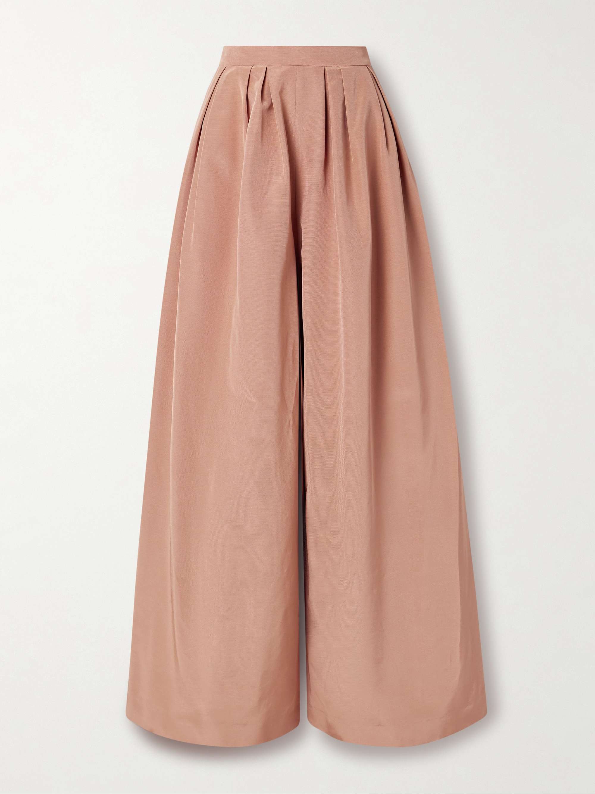 Pleated cotton-blend faille wide-leg pants view
