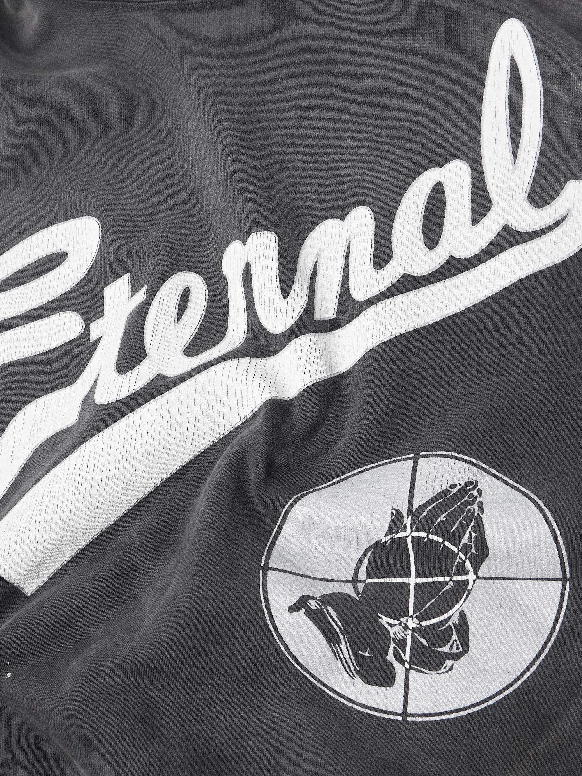 + Fear of God Distressed Logo-Print Cotton-Jersey Hoodie view