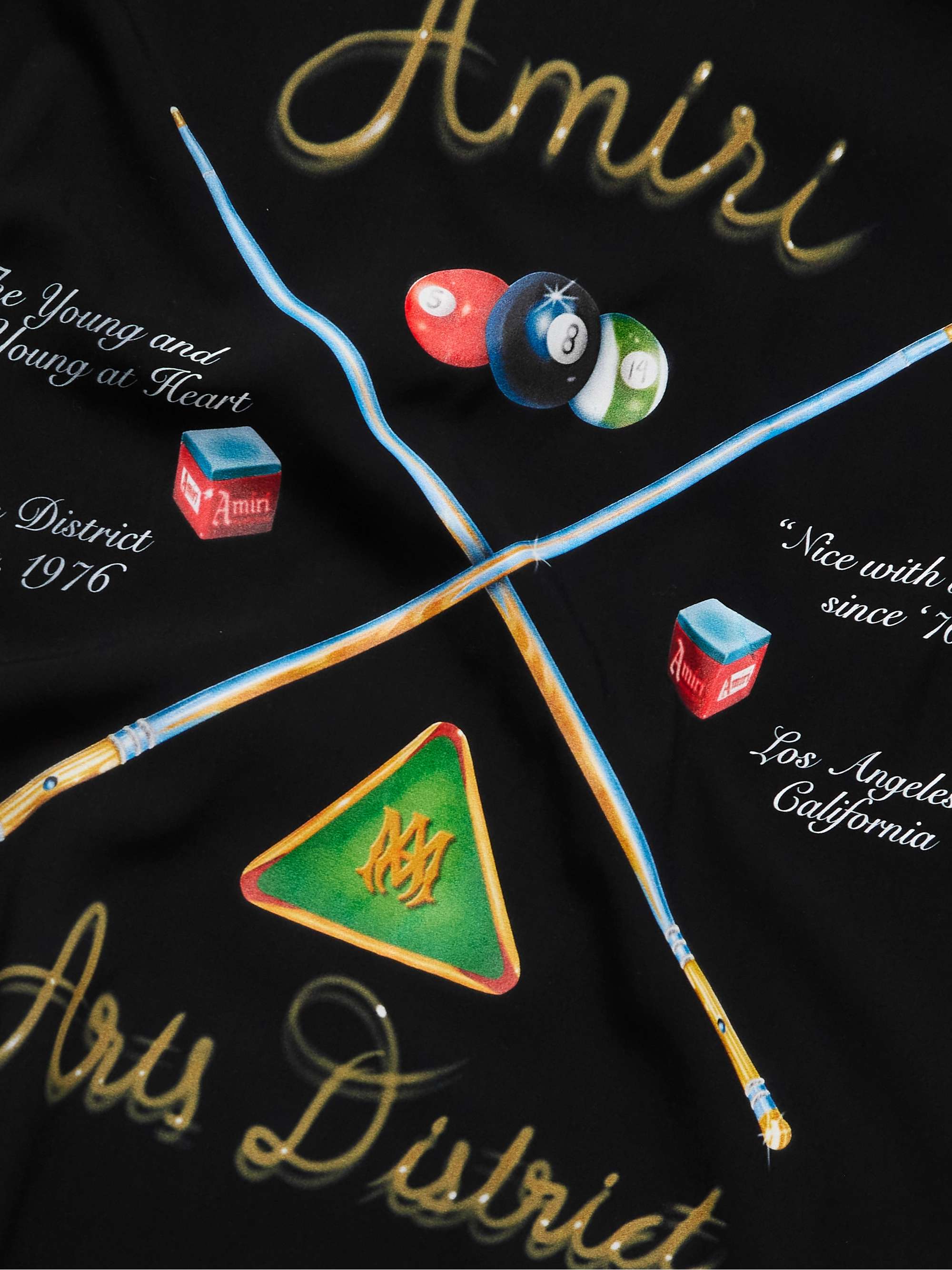 Pool Cue Convertible-Collar Logo-Print Matte-Satin Shirt view