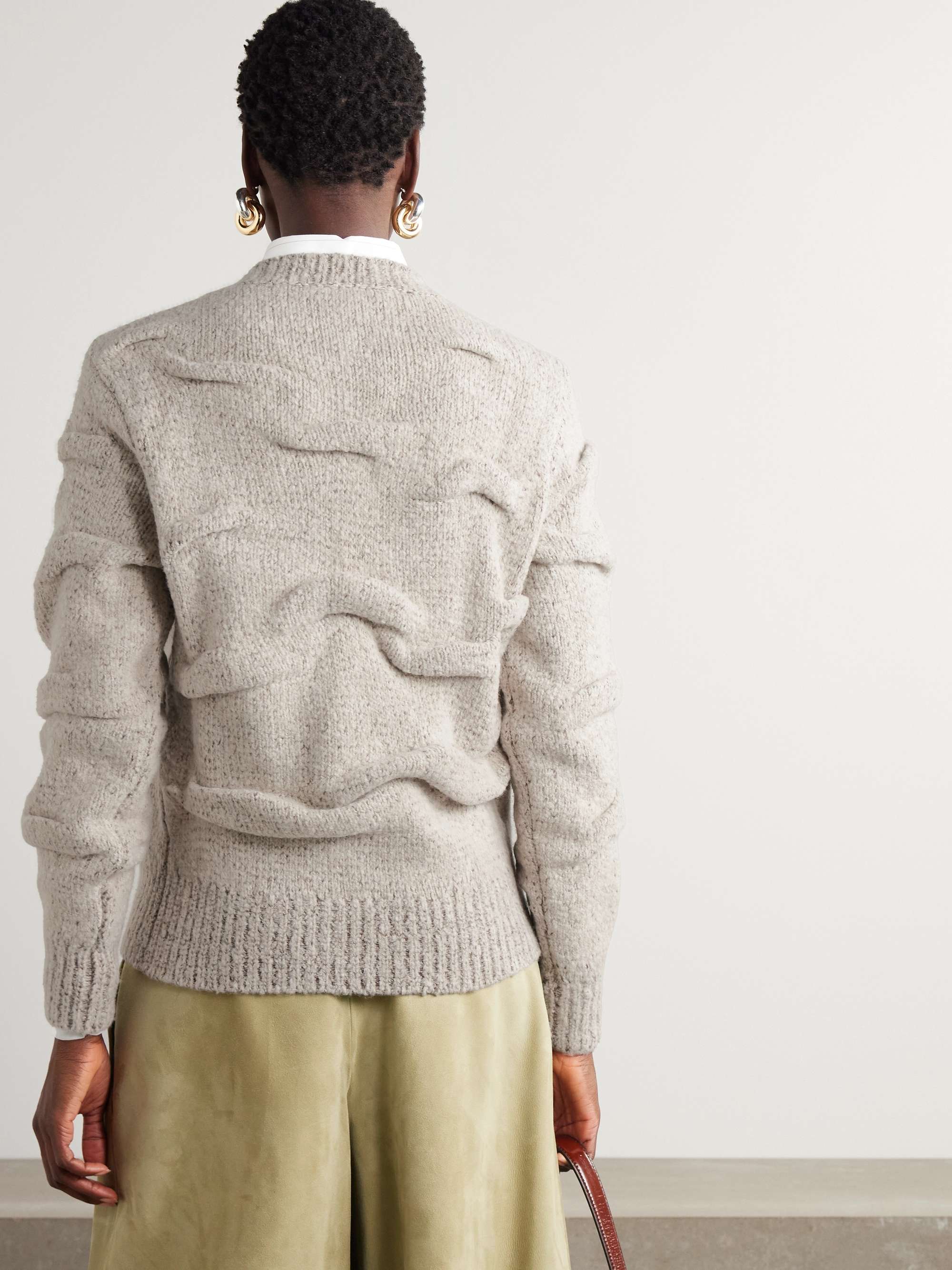Gathered knitted wool sweater view