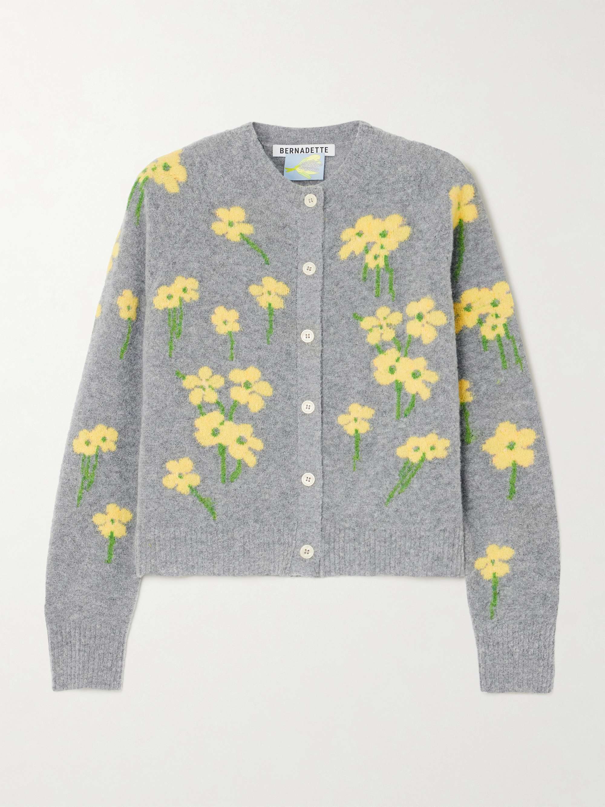Nona floral-jacquard wool-blend bouclé cardigan view